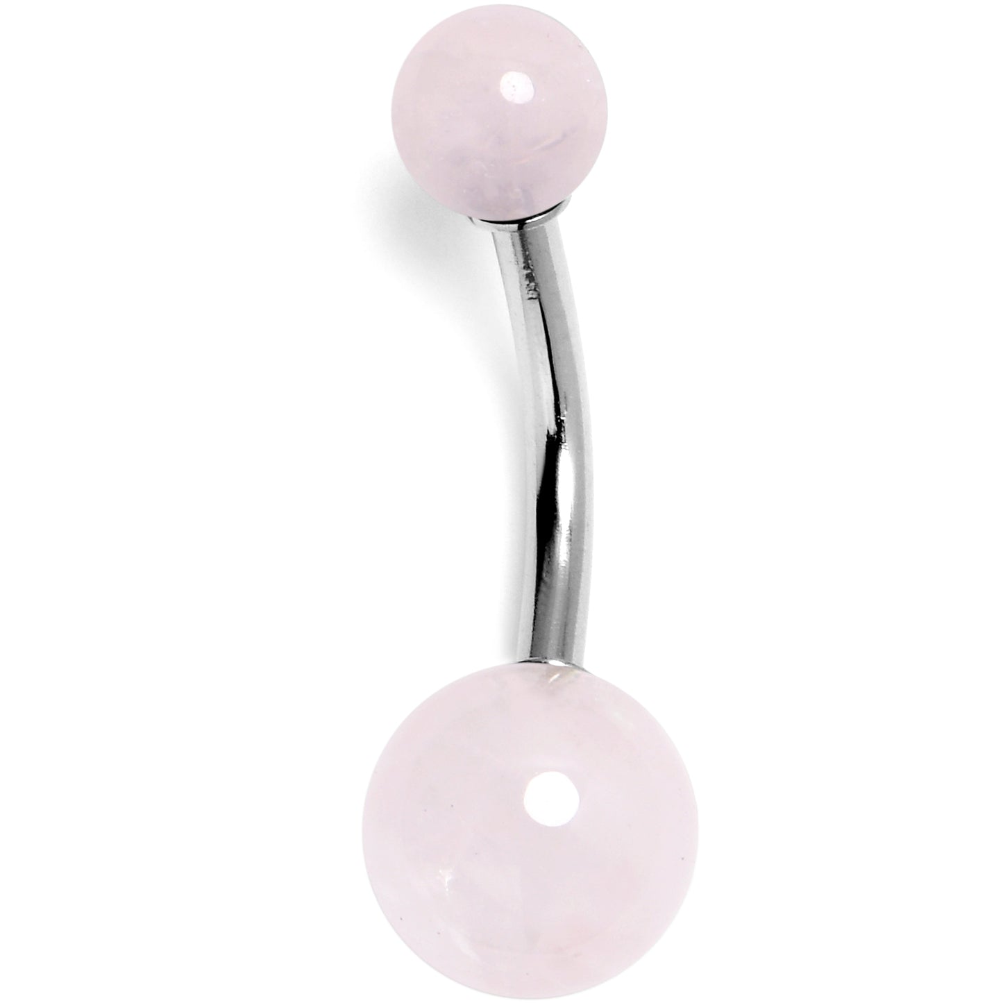 14G 3/8 Pink Crystal Natural Stone Belly Ring