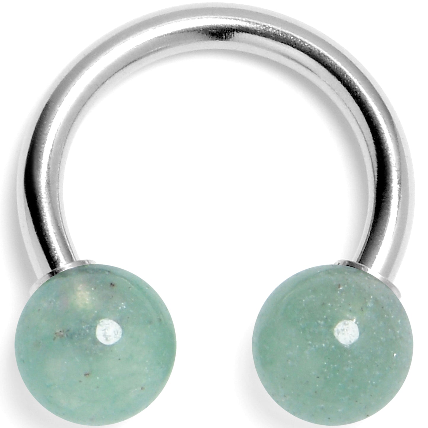 14G 3/8 Aventurine Natural Stone Horseshoe Circular Barbell