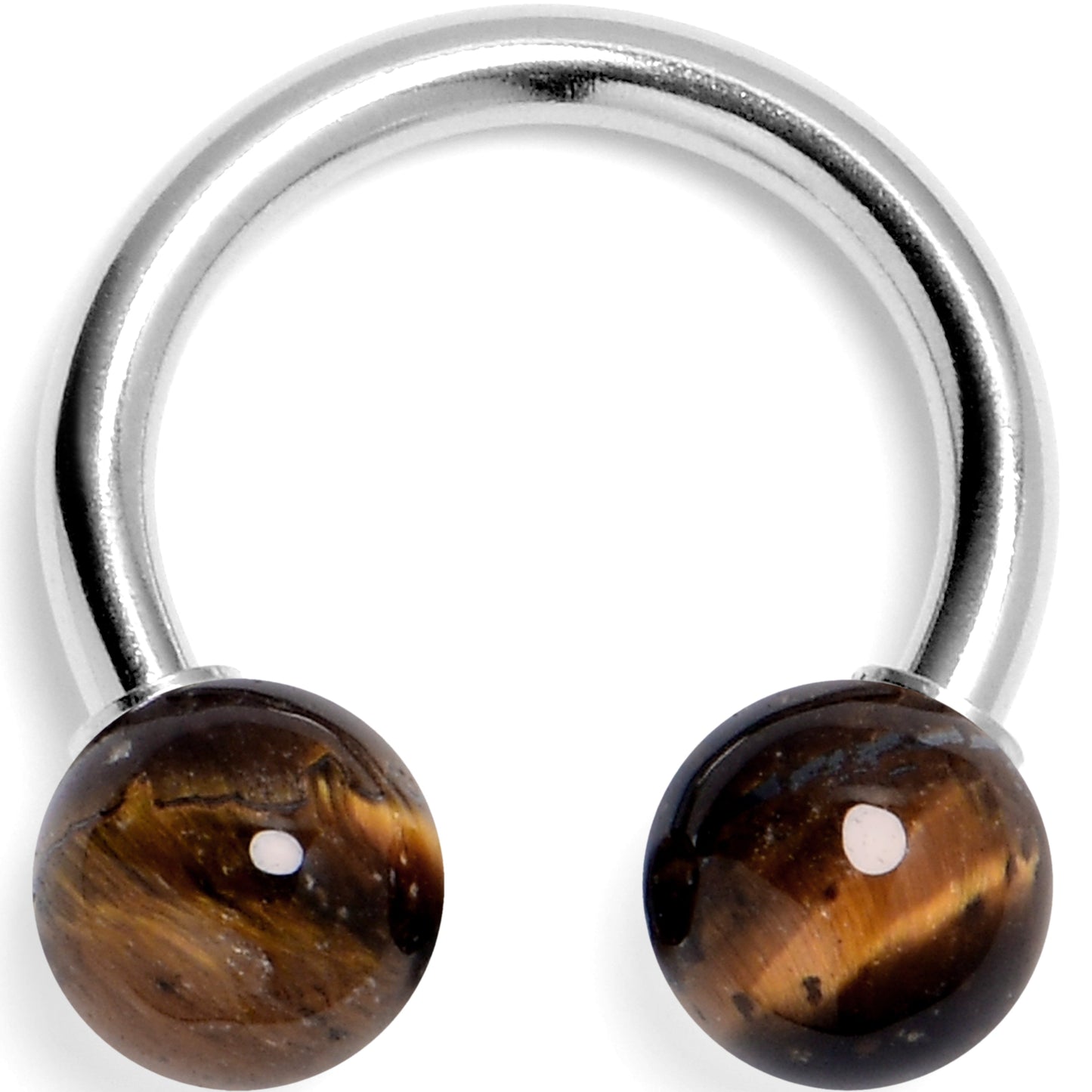 14G 3/8 Tiger Eye Natural Stone Horseshoe Circular Barbell
