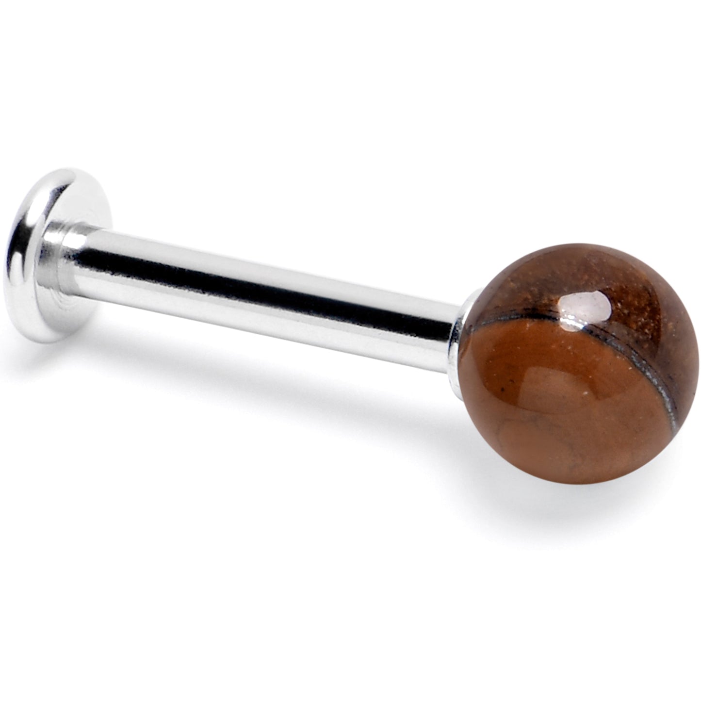 14G 3/8 Tiger Eye Natural Stone Labret Tragus Earring