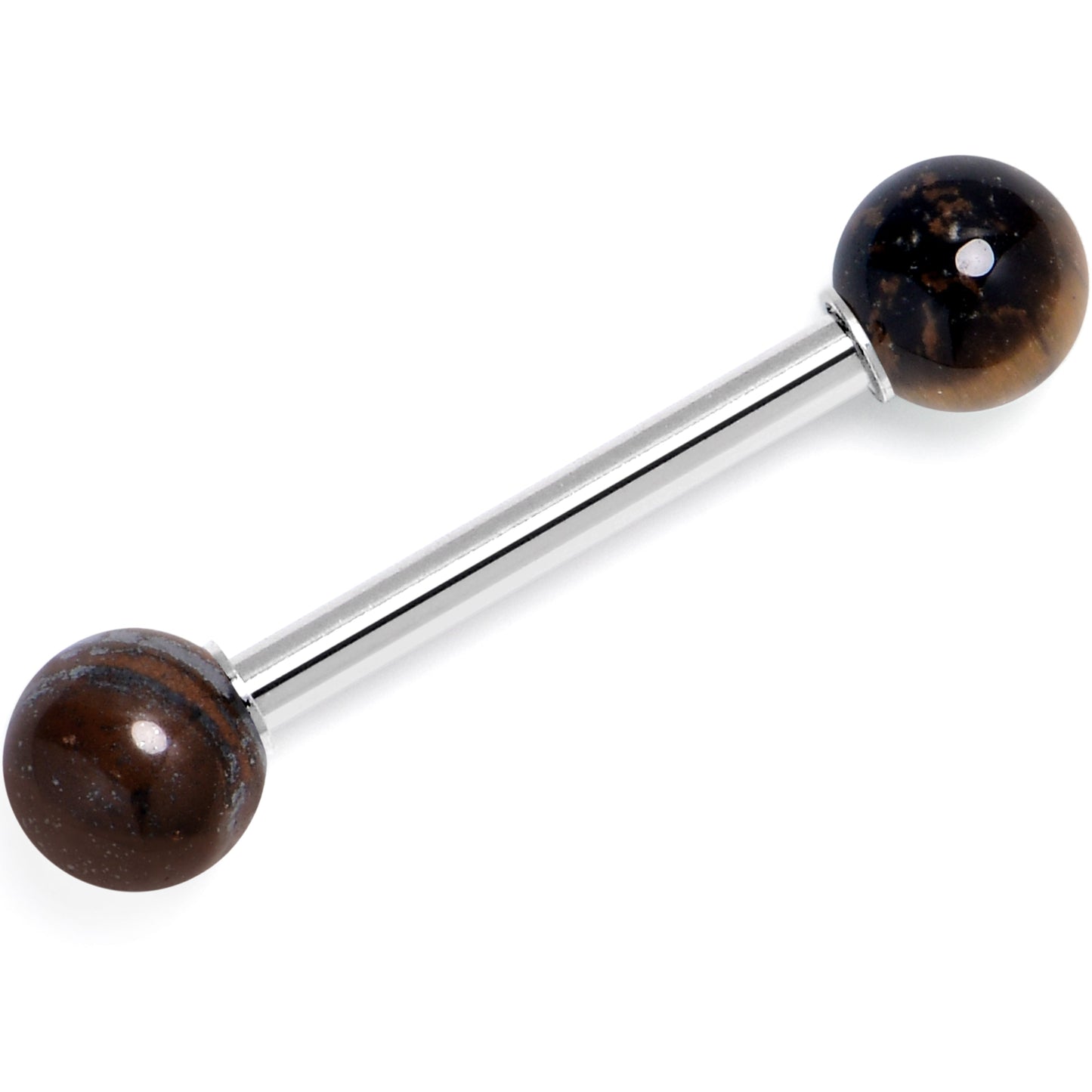 14G 5/8 Tiger Eye Natural Stone Tongue Ring