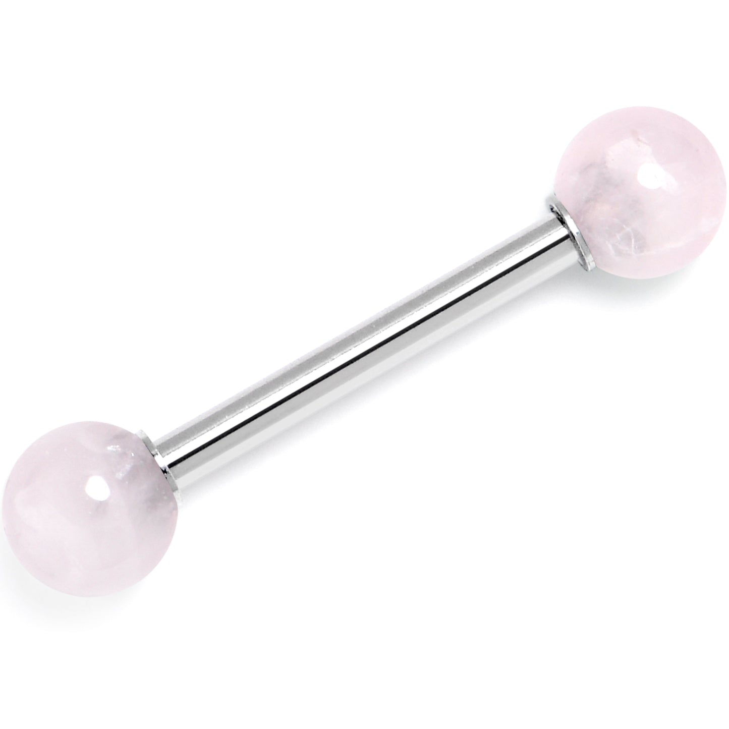 14G 5/8 Pink Crystal Natural Stone Tongue Ring