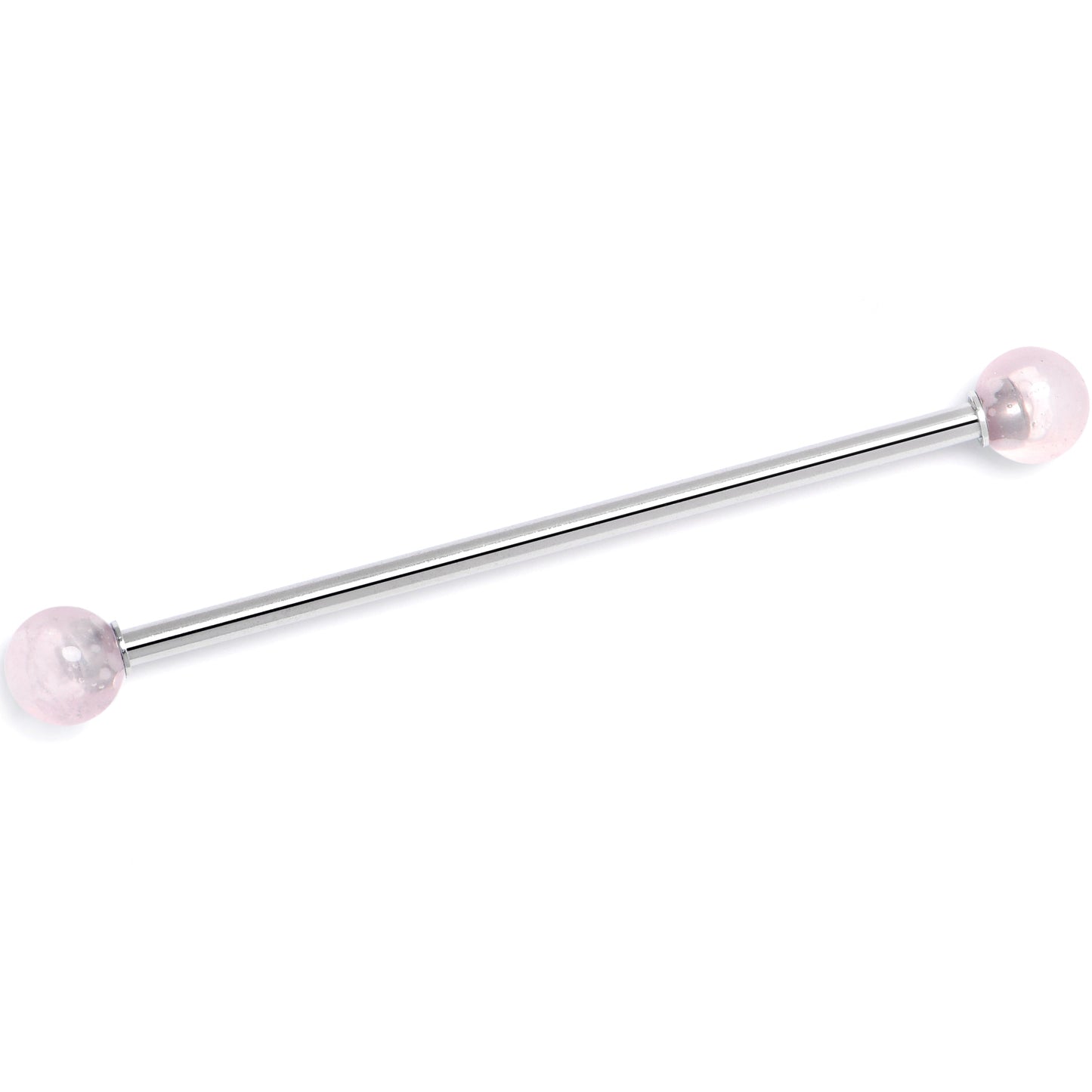14G Pink Crystal Natural Stone Industrial Barbell 38mm