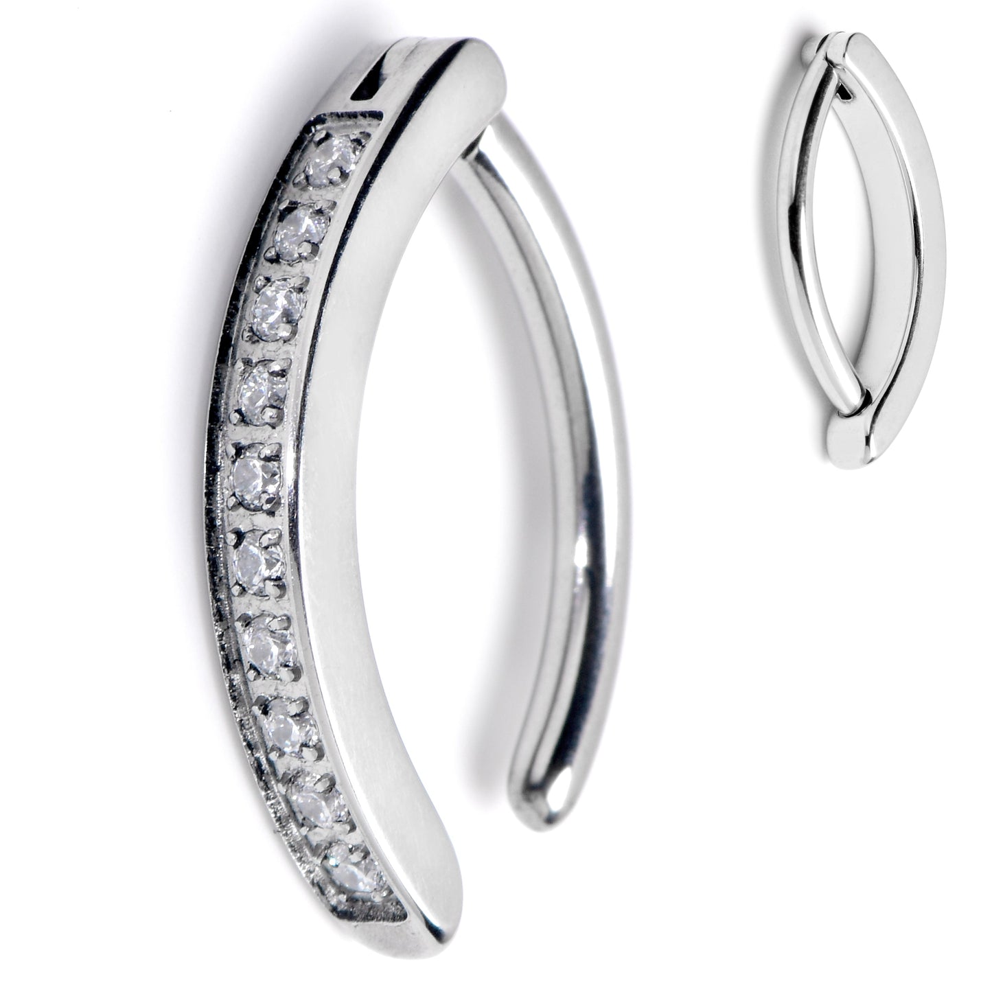 14G 1/2 CZ ASTM F-136 Implant Grade Titanium Hinged Hoop Belly Ring