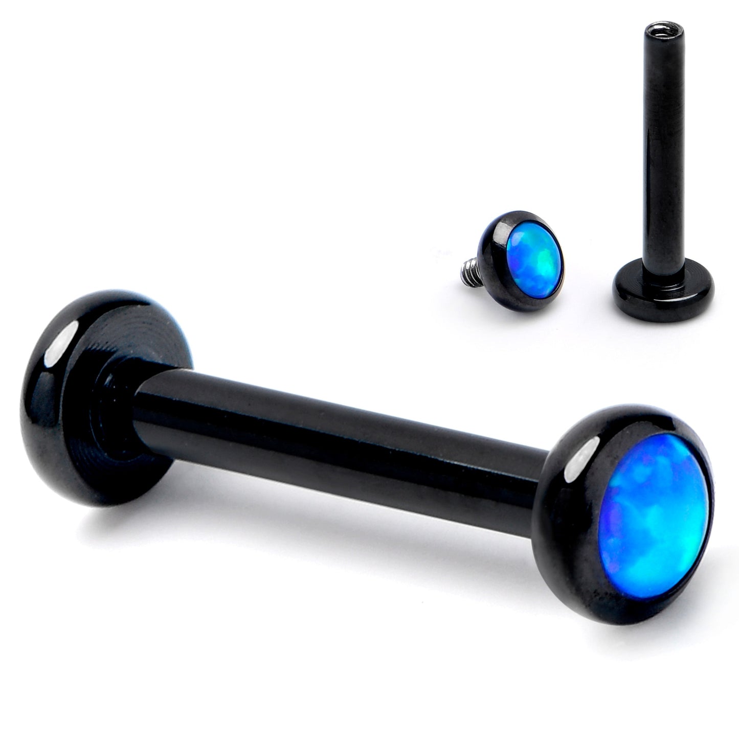16G 5/16 Blue Synthetic Opal Black ASTM F-136 Implant Grade Titanium Internally Threaded Labret
