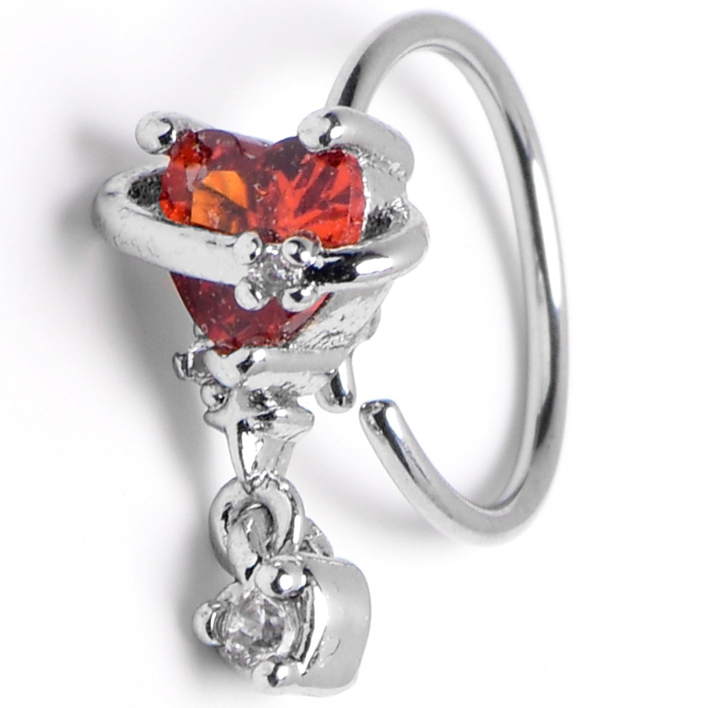 20G 5/16 Red Heart Dangle Conch Hoop Septum Ring Cartilage Helix Hoop Earring