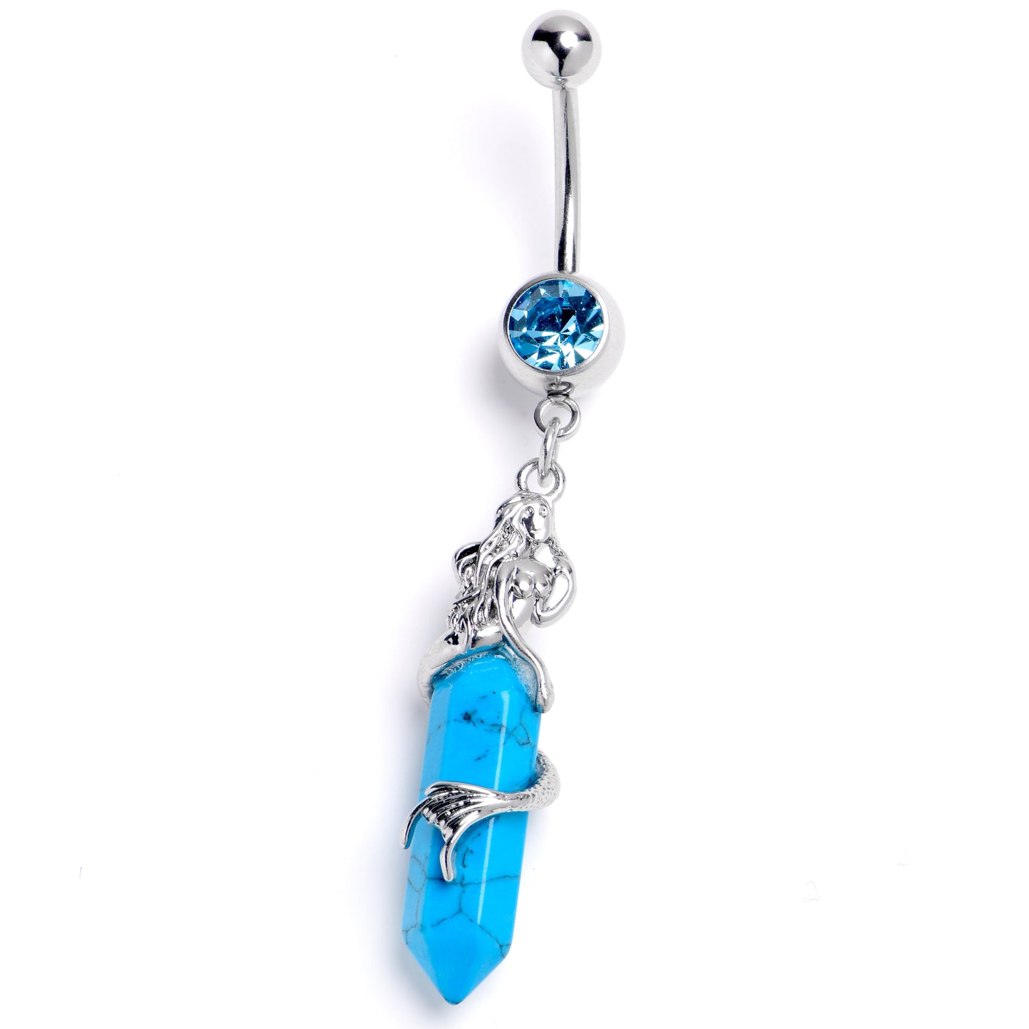 Blue Gem Mermaid Rider Dangle Belly Ring