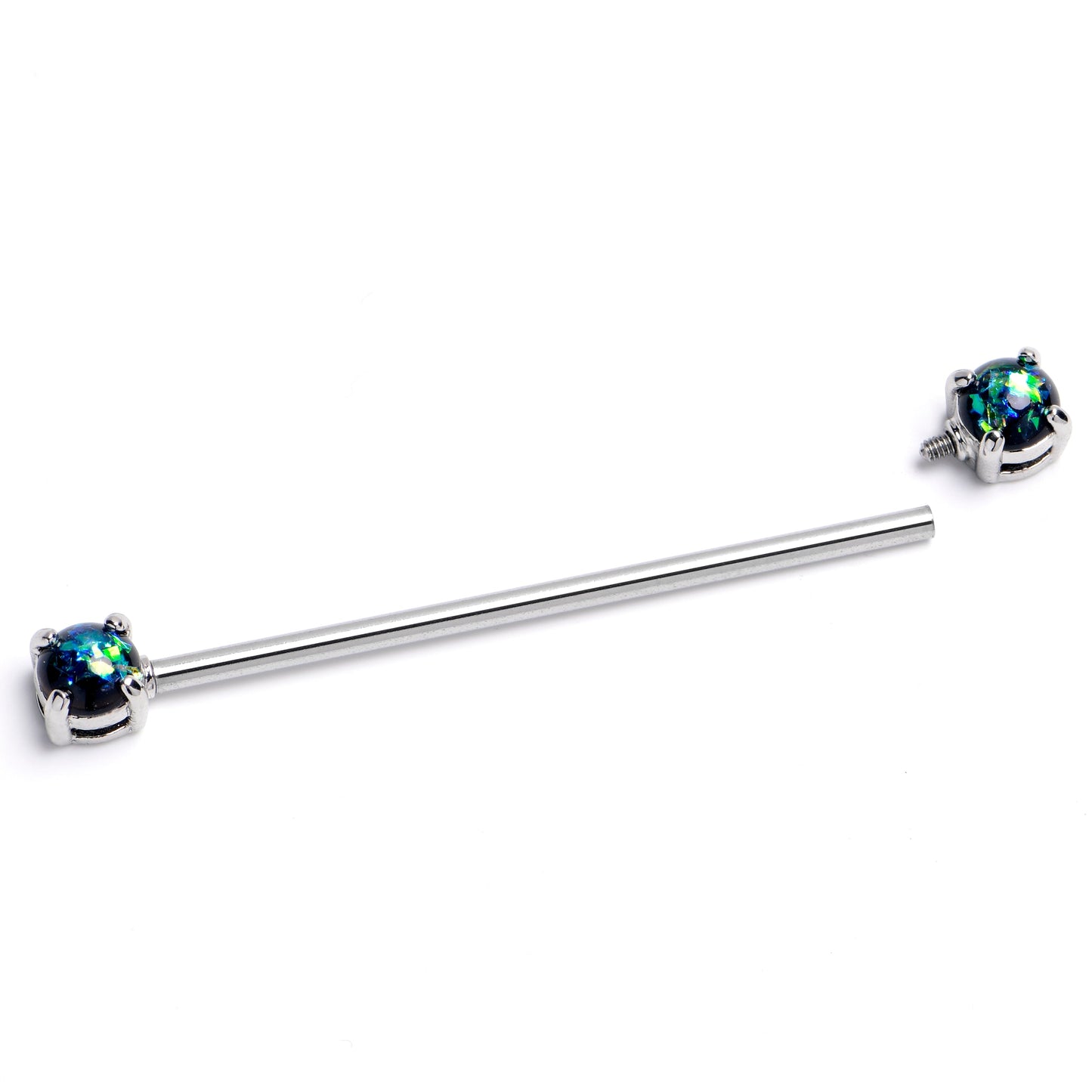 14G Black Faux Opal Internally Threaded Industrial Barbell 38mm