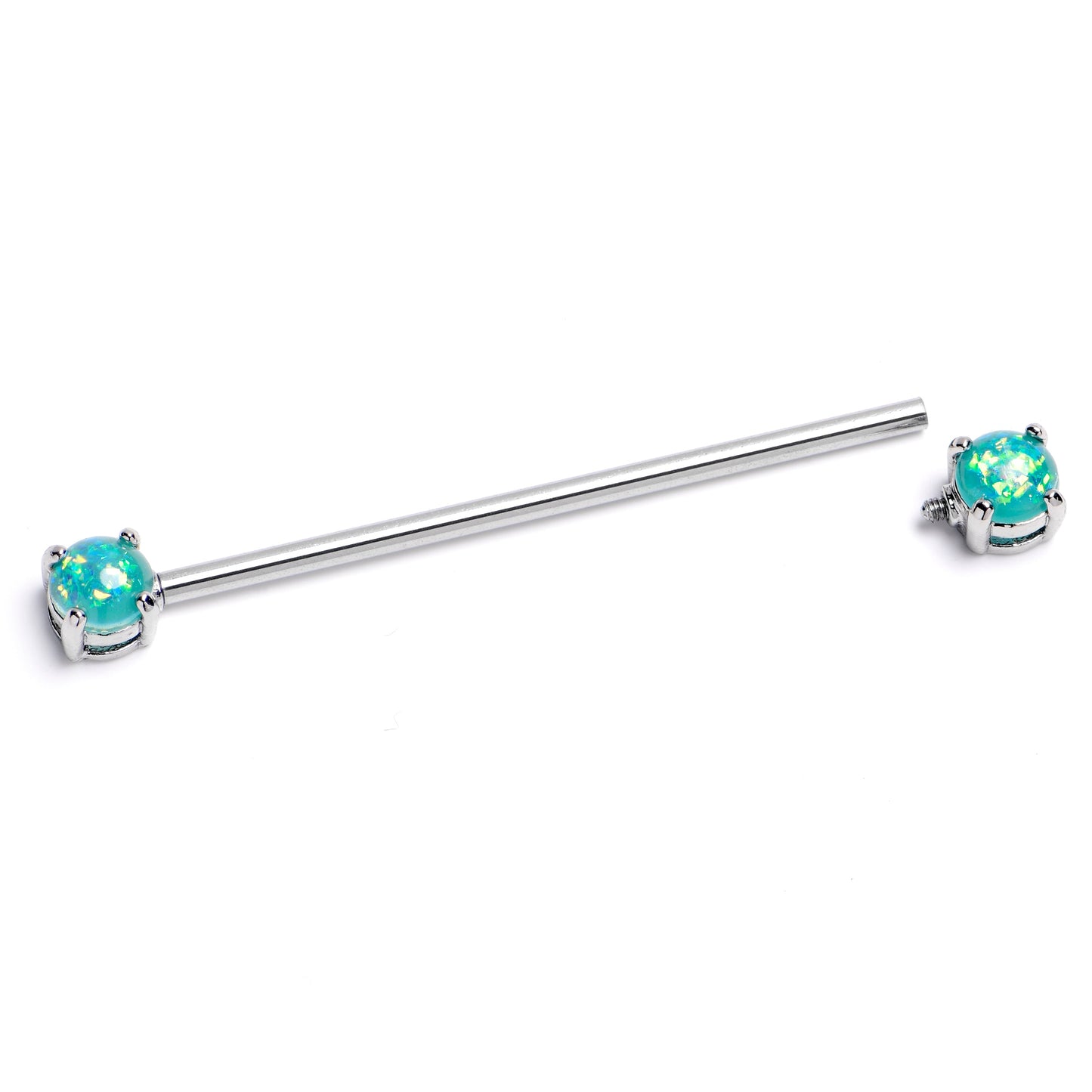 14G Green Faux Opal Internally Threaded Industrial Barbell 38mm