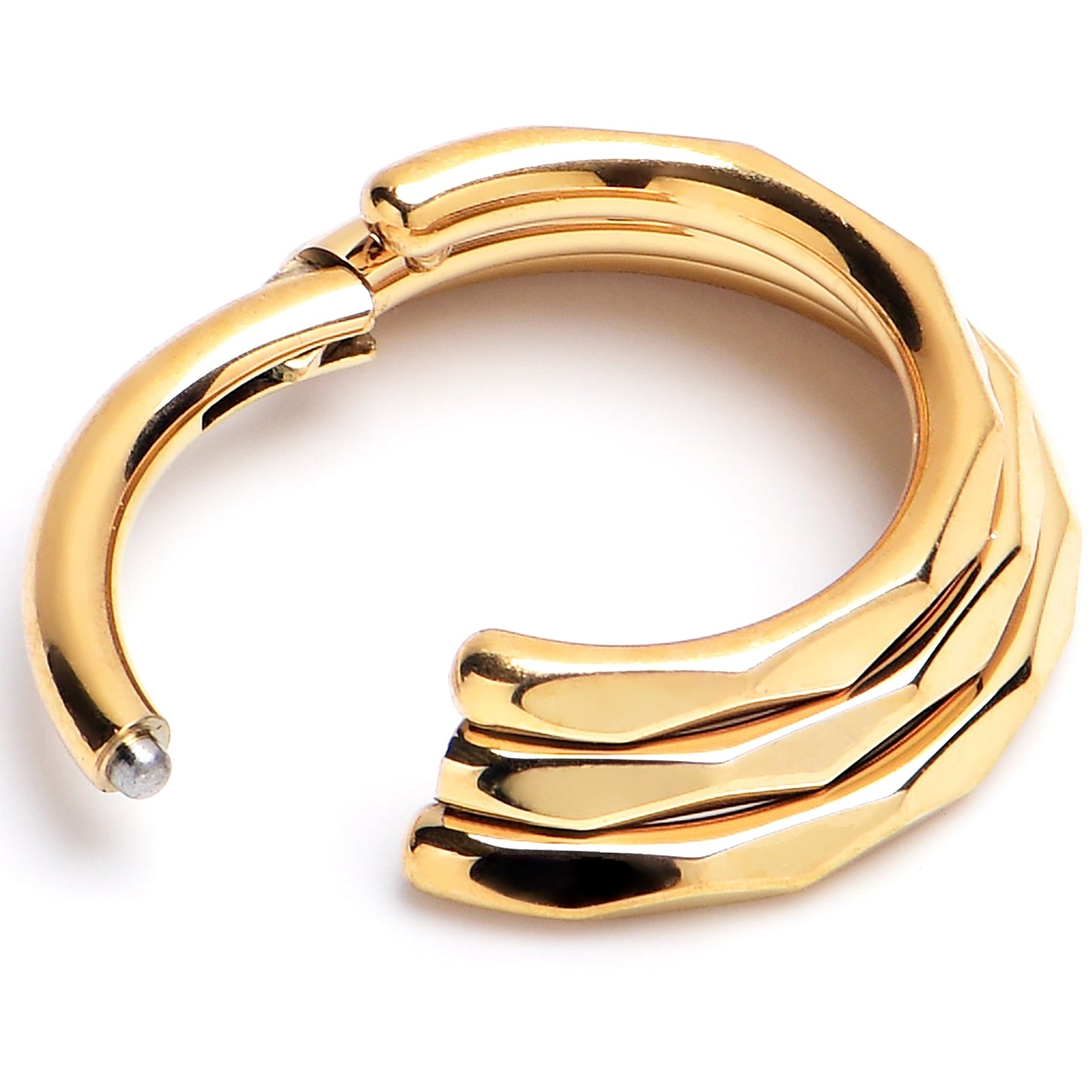 16G 5/16 Gold PVD Faceted Triple Stack Hoop Titanium Hinged Segment Ring