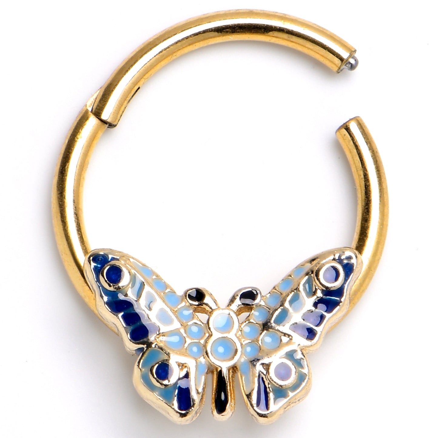 16G 3/8 Gold Tone Evening Butterfly Hinged Segment Ring