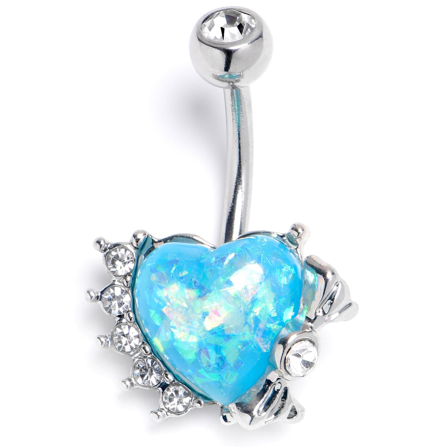 Blue Faux Opal Sunny Heart Belly Ring
