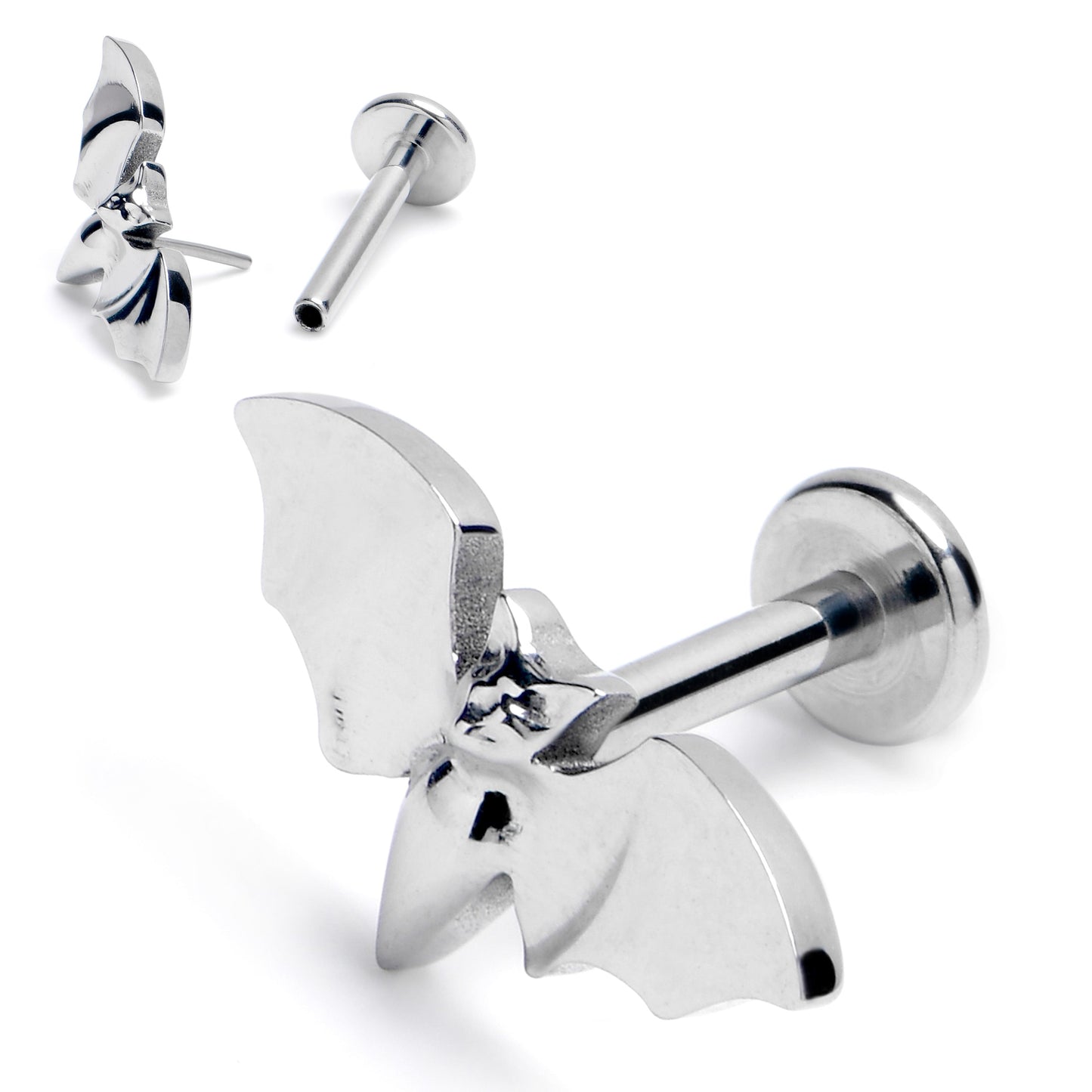 16G 5/16 G23 Titanium Bat Threadless Push In Labret Monroe Tragus