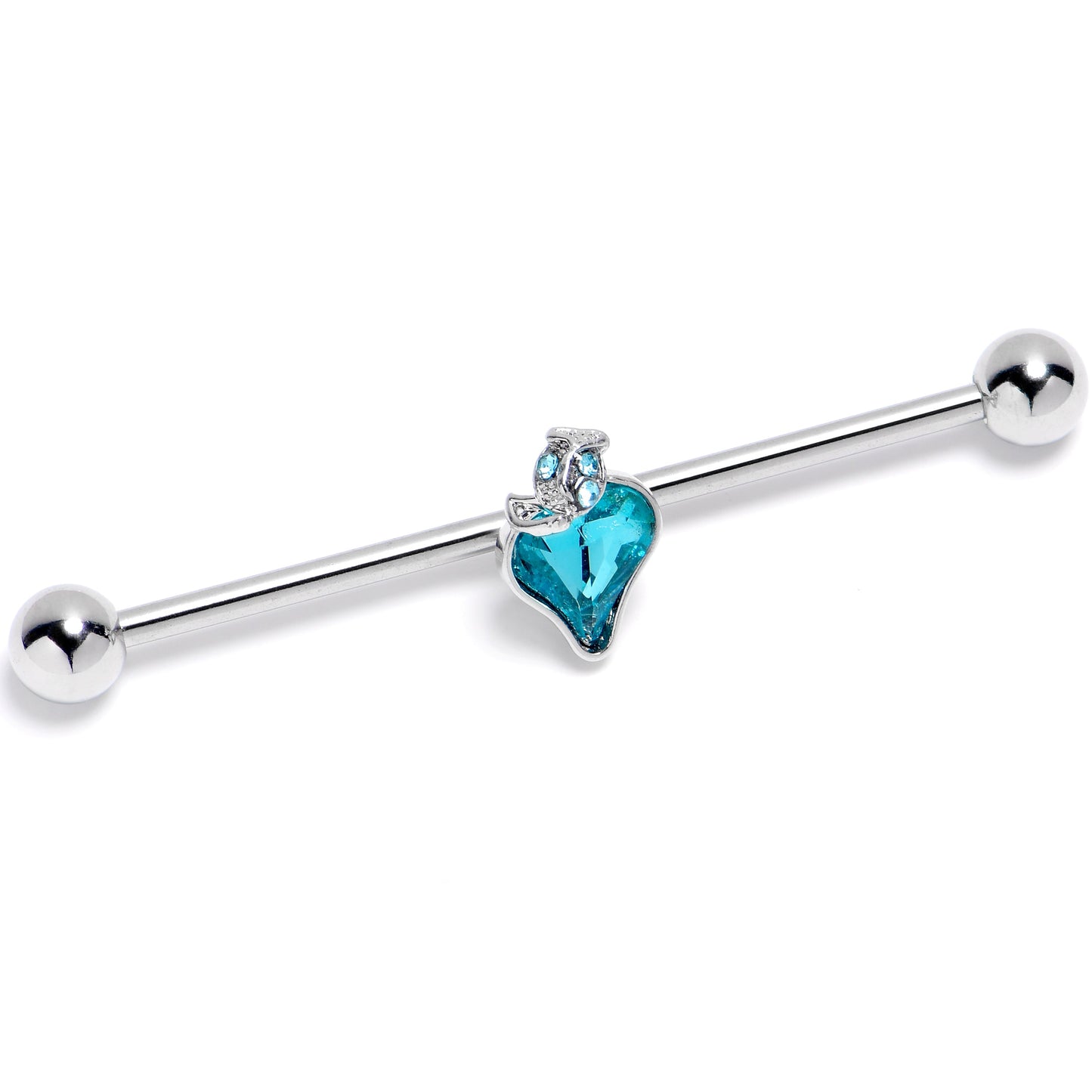 14G Blue CZ Gem Strawberry Love Industrial Barbell 38mm