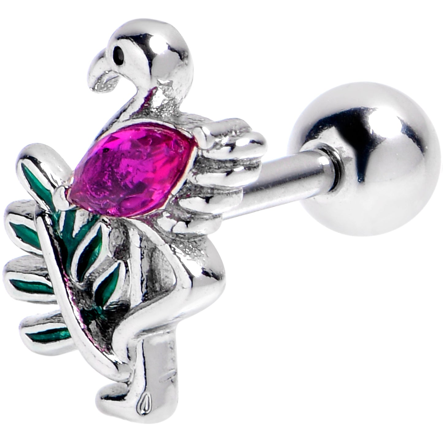 16G 1/4 Pink Gem Fabulous Flamingo Cartilage Tragus Earring