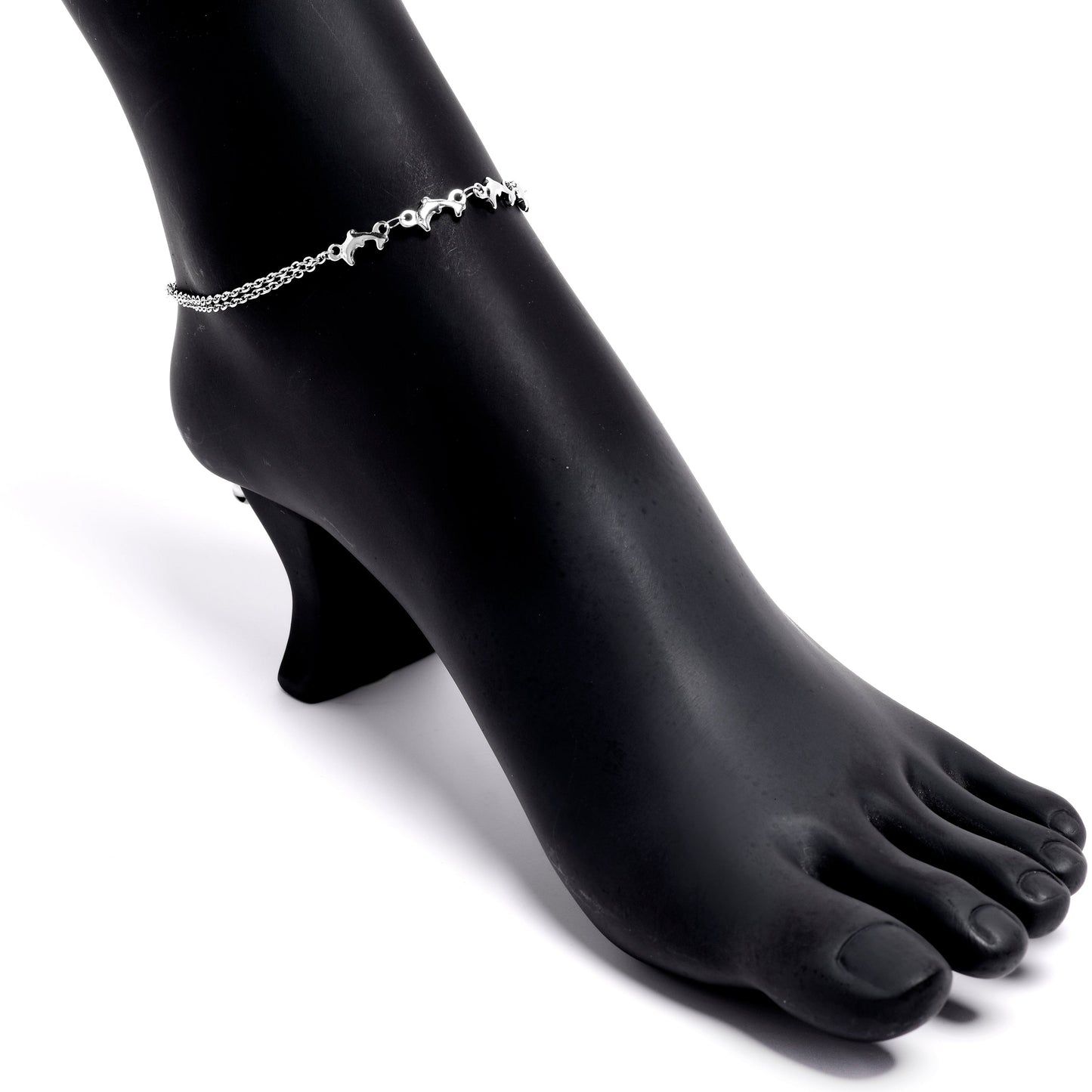 Leaping Dolphins Luxe Stainless Steel Ankle Bracelet