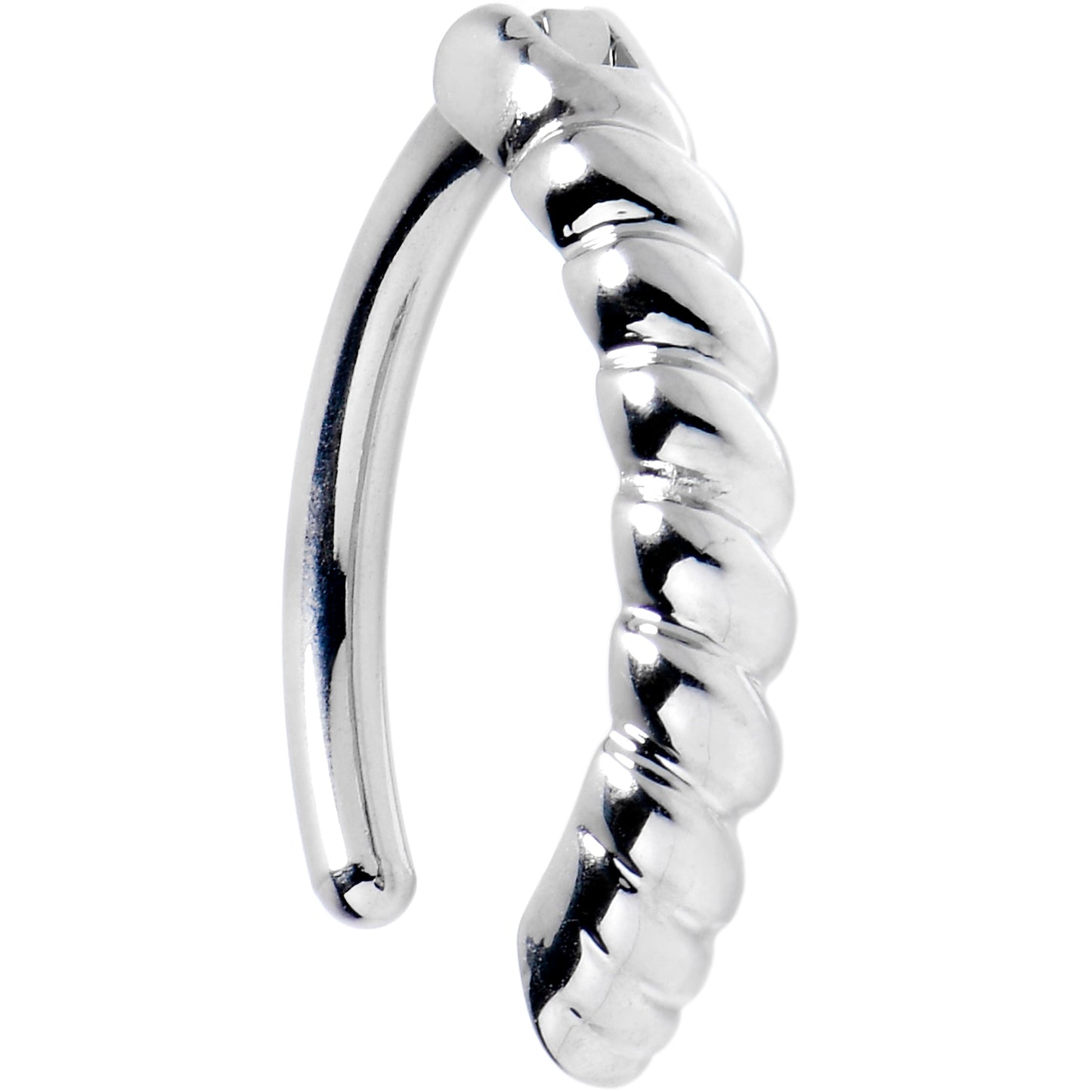 14G 3/8 Grade 23 Titanium Rope Style Hinged Hoop Belly Ring