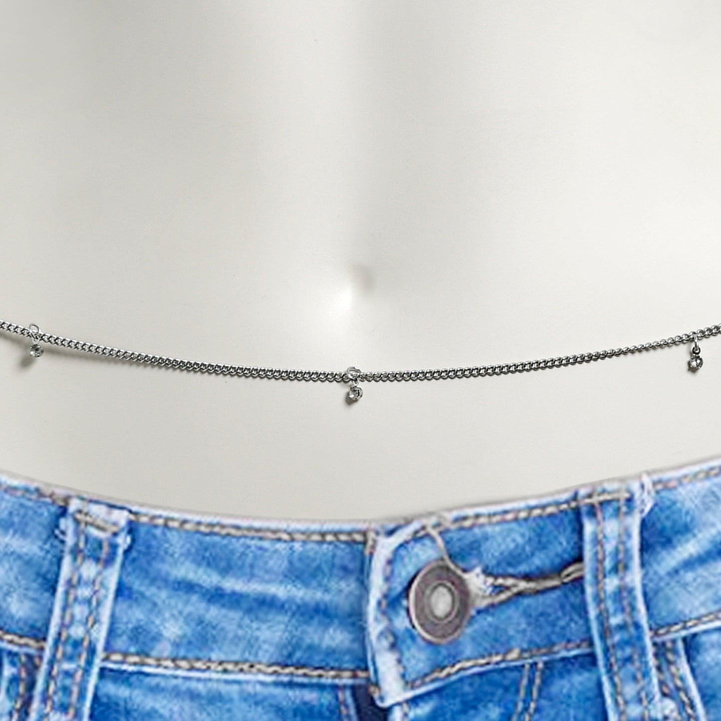 Clear Gem Simply Dangle Belly Chain