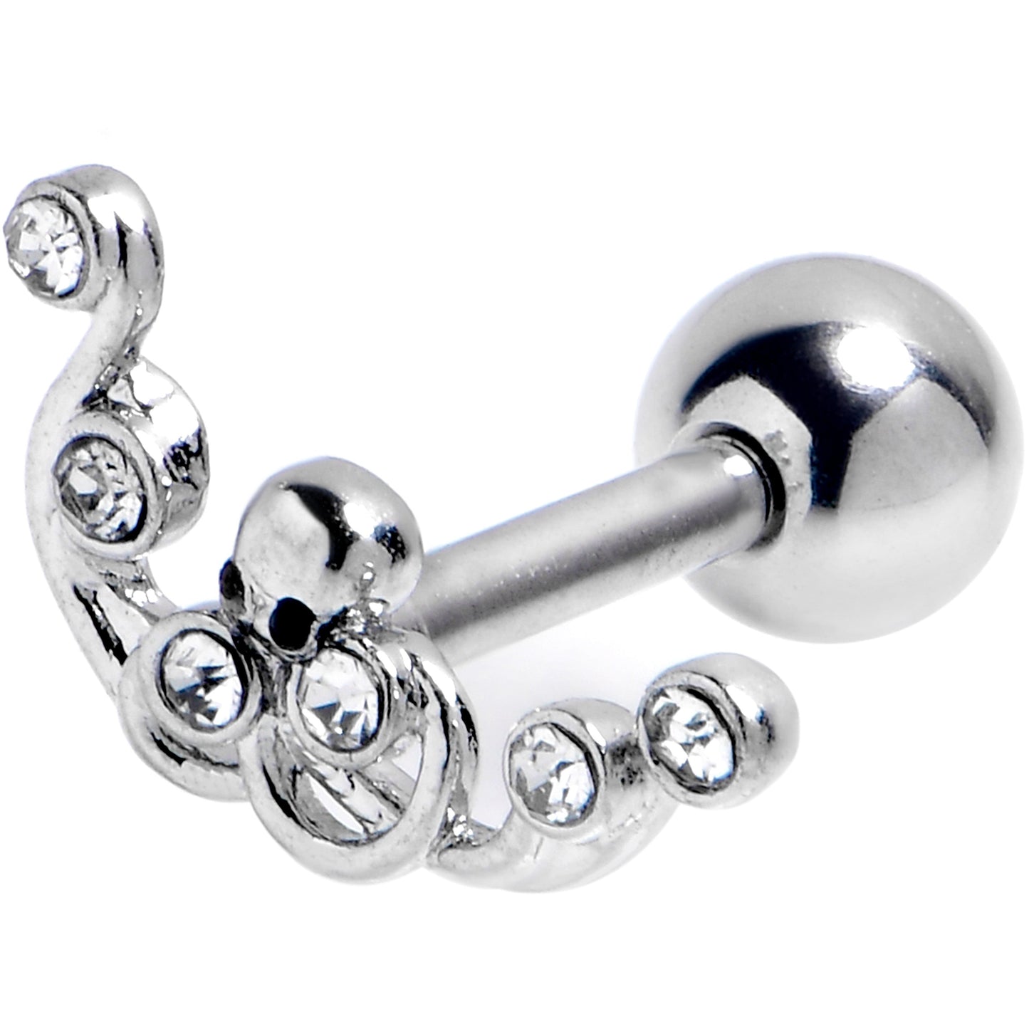 16G 1/4 Clear Gem Scrolling Elegance Cartilage Tragus Earring