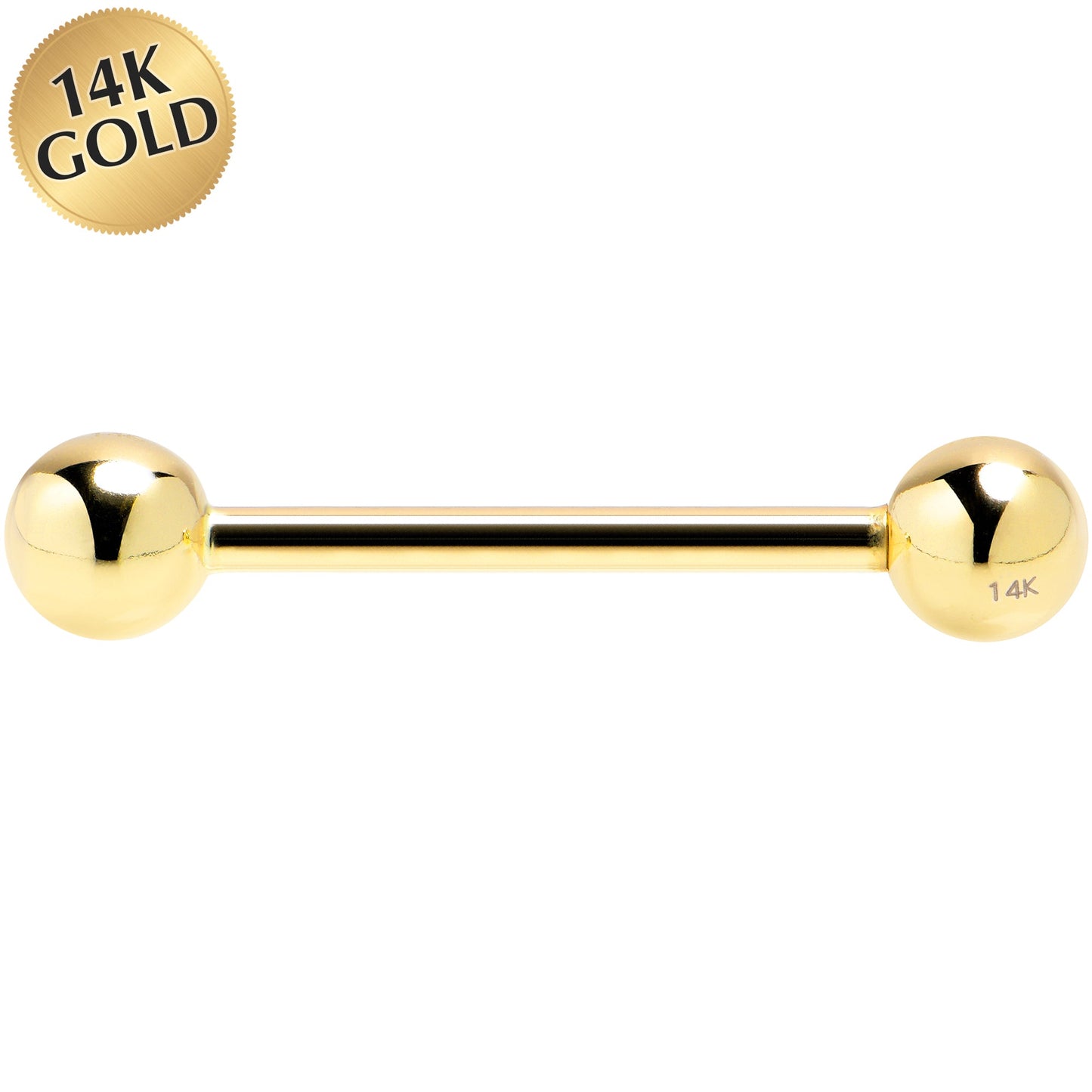 14G 5/8 Solid 14k Yellow Gold Straight Barbell