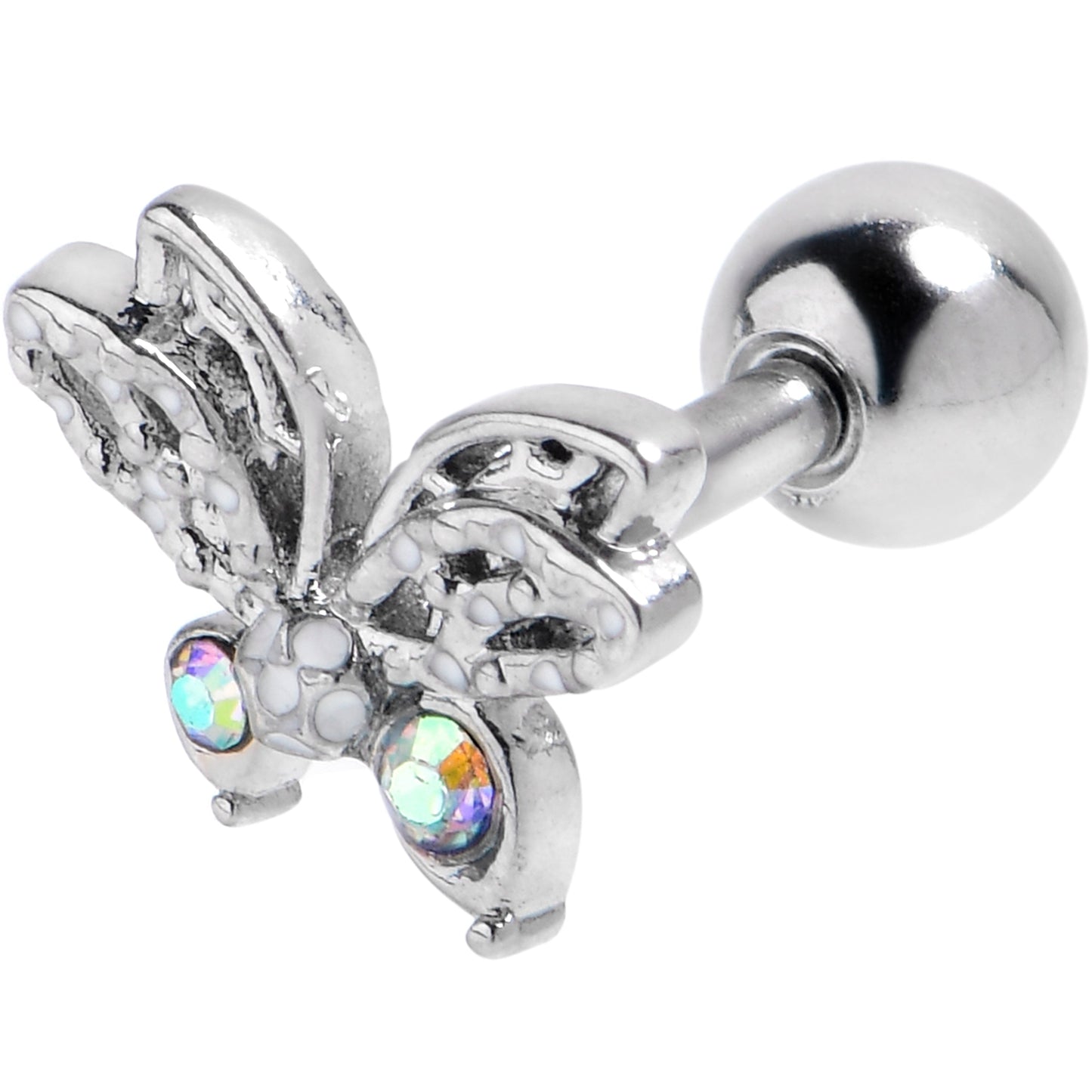 16G 1/4 Aurora CZ Gem Ultra Drama Butterfly Cartilage Tragus Earring