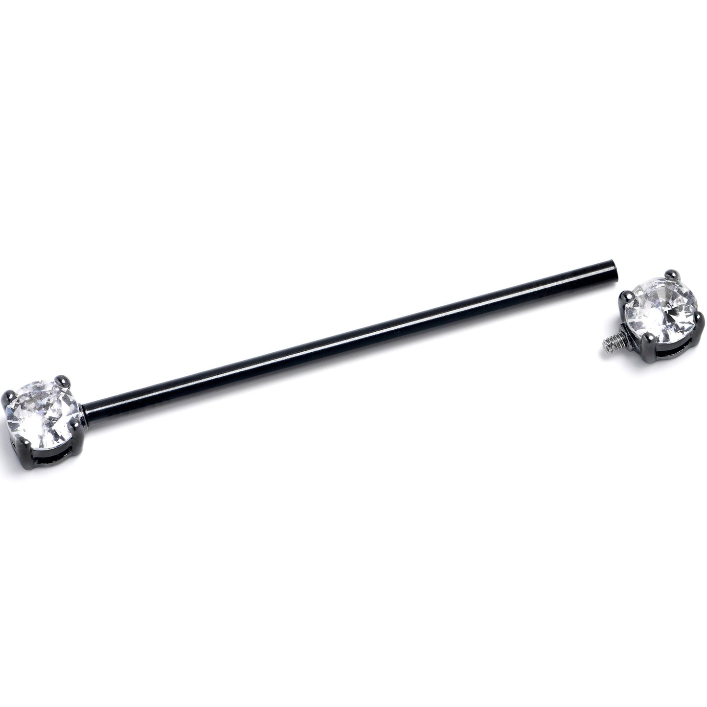14G Clear CZ Gem Black Internally Threaded Industrial Barbell 38mm