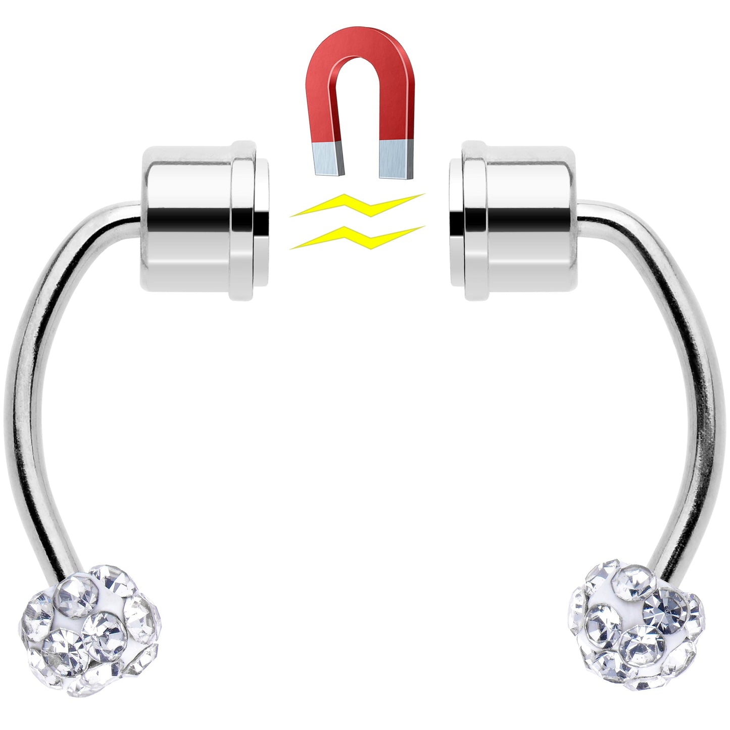 Clear Gem Magnetic Septum Ring Horseshoe Non-Pierced Fake Nose Ring Set