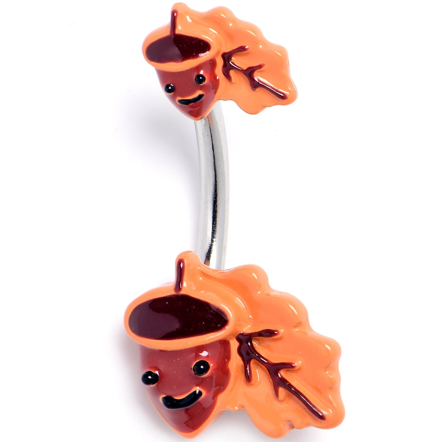 Acorn Oak Leaf Autumn Double Mount Belly Ring