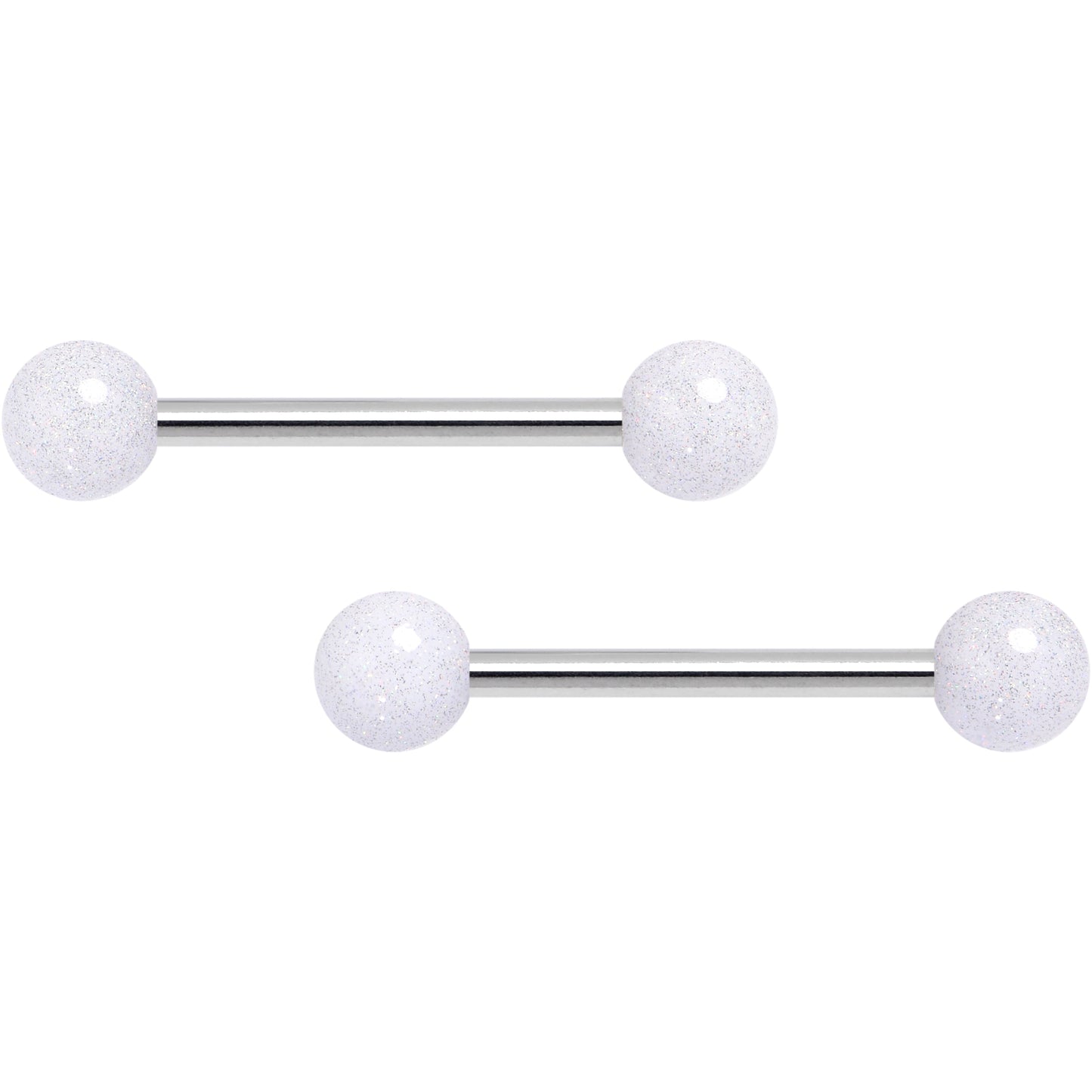 14G 9/16 Shimmer White Ends Barbell Nipple Ring Set