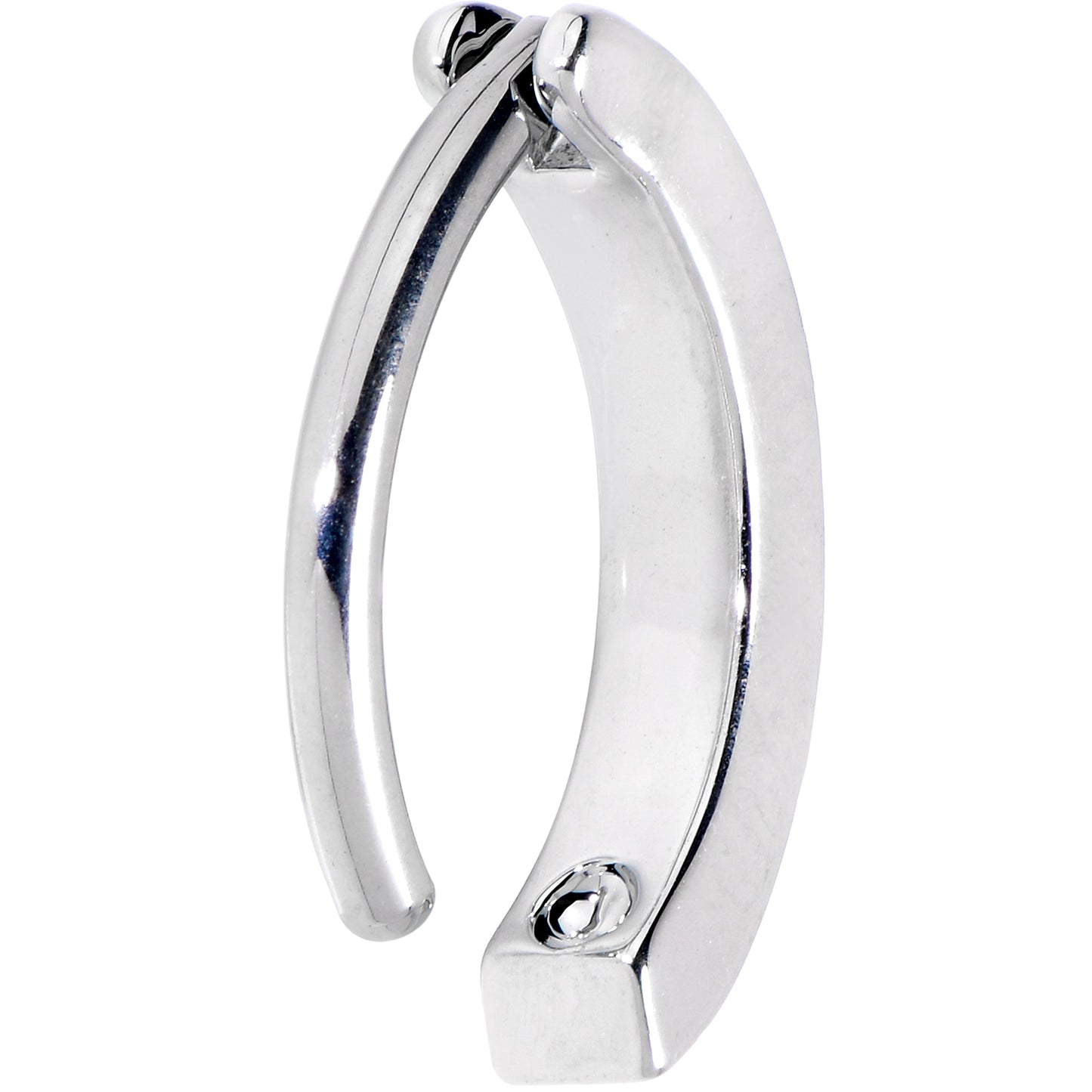 14G 3/8 White Synthetic Opal ASTM F-136 Implant Grade Titanium Hinged Hoop Belly Ring