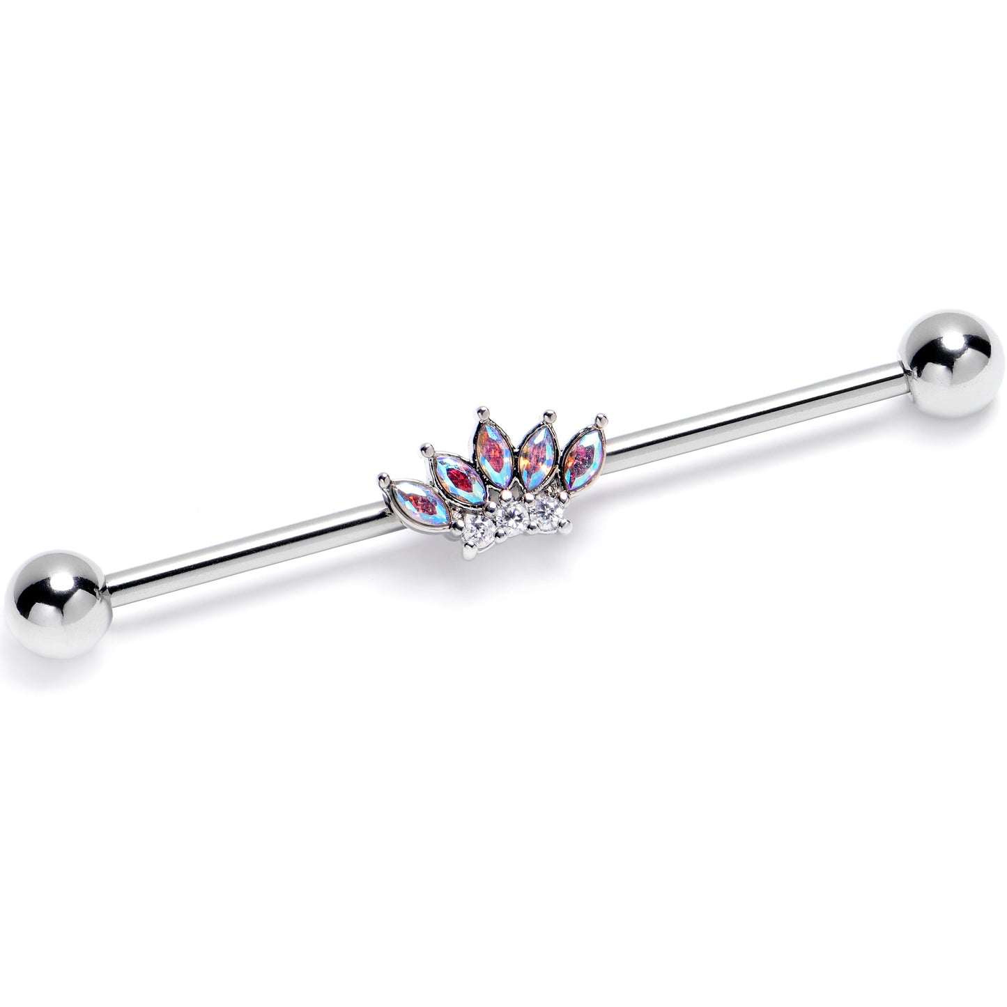 14G Aurora Gem Fashion Fan Industrial Barbell 38mm