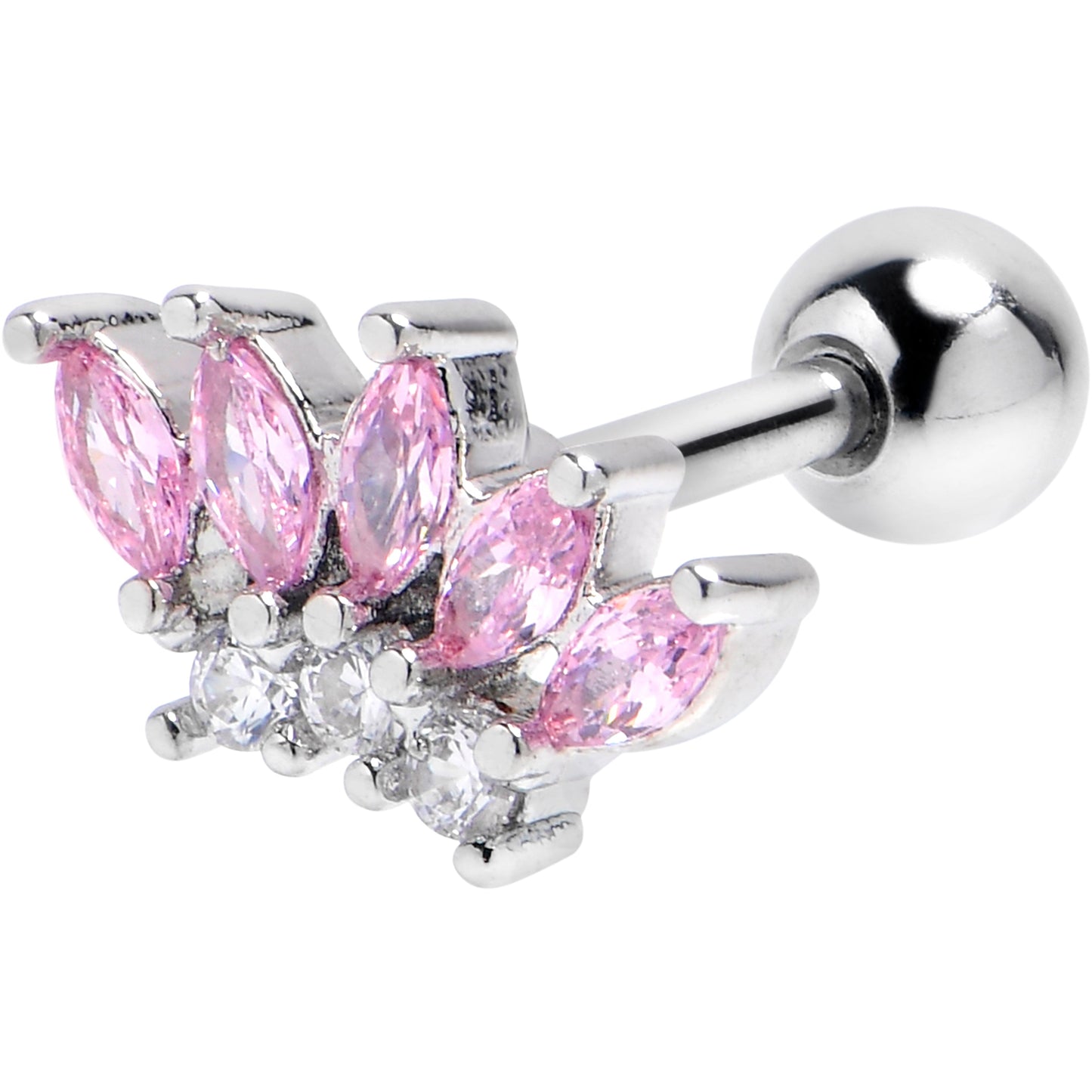 16G 1/4 Pink Gem Fashion Fan Cartilage Tragus Earring