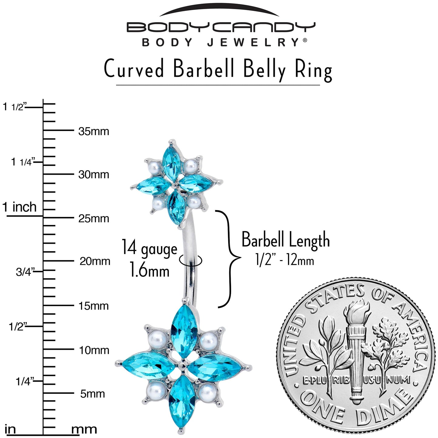 Blue Gem Star Power Double Mount Belly Ring