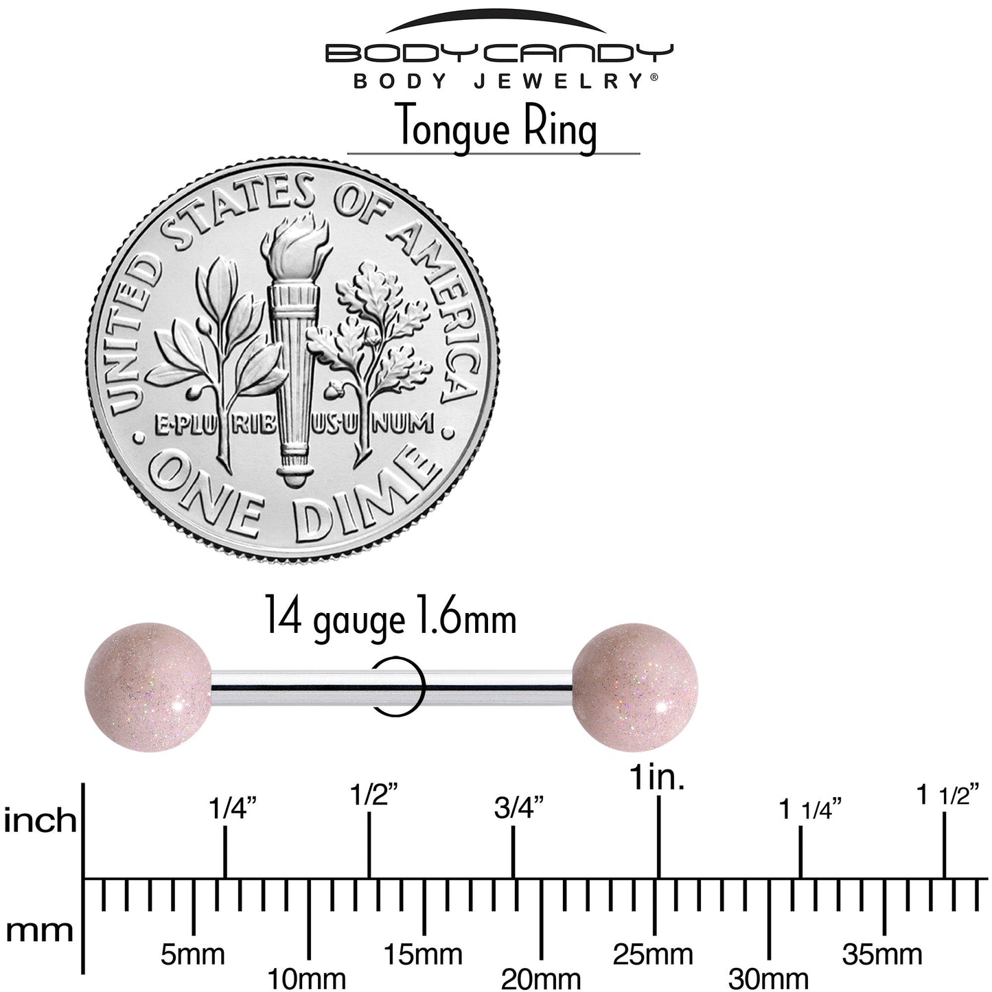 Pastel Shimmer Peach Ends Barbell Tongue Ring