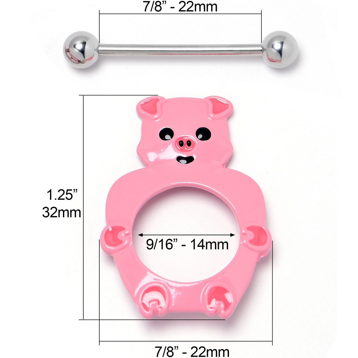 14G 9/16 Happy Pink Pigs Nipple Shield Set
