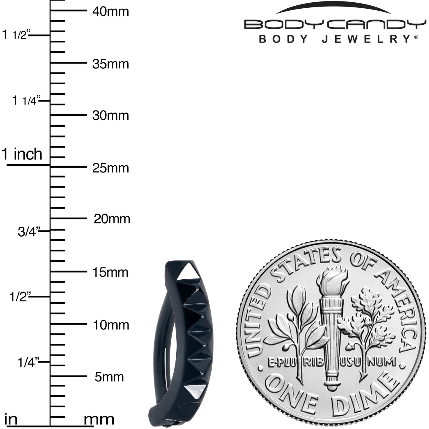 Black Three Dimensional Textured Forward Facing Hinged Hoop Belly Ring