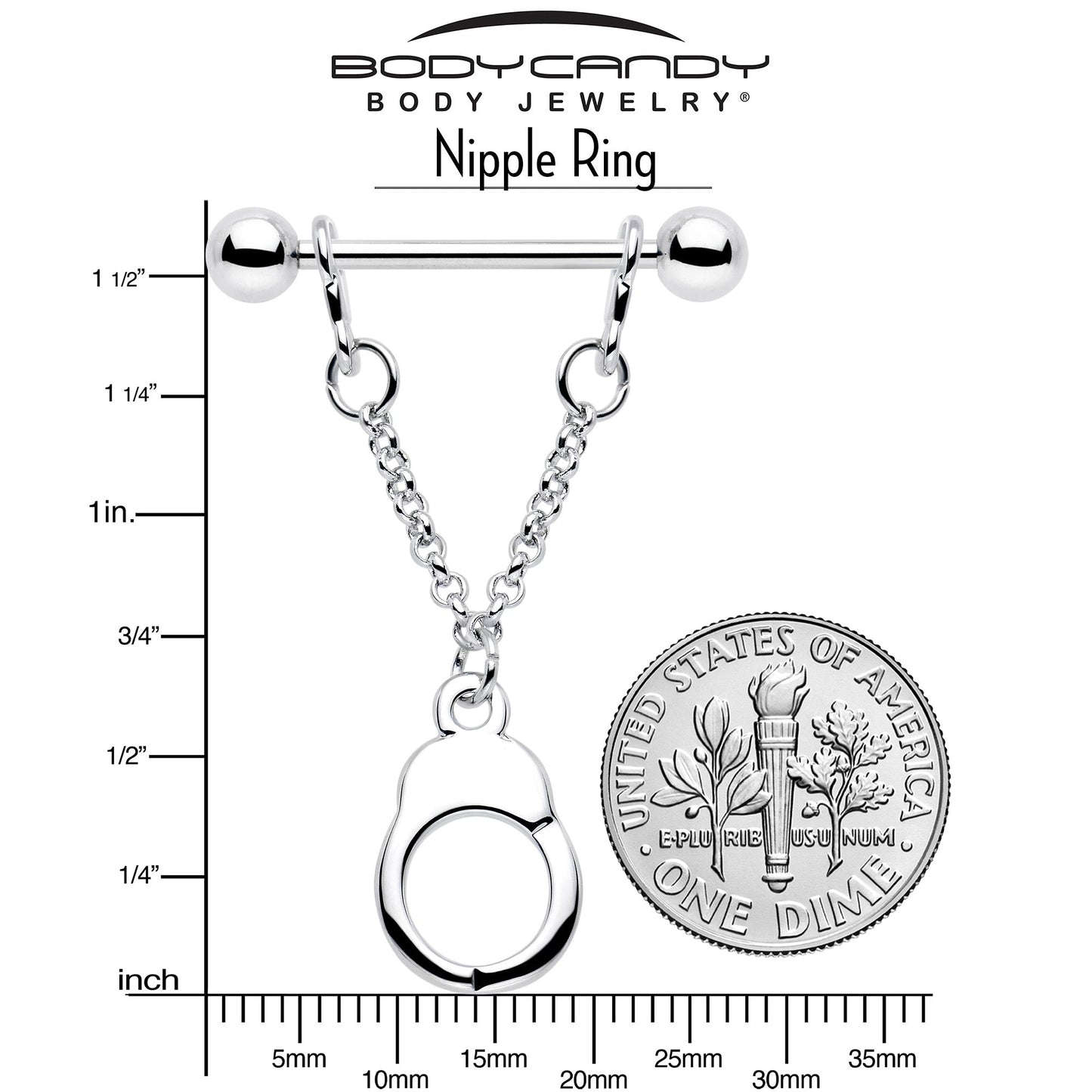 14G 3/4 Handcuff Chain Dangle Nipple Ring Set