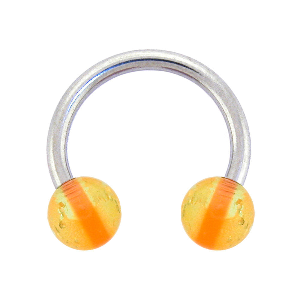 14G 7/16 Green Orange UV Reactive Horseshoe Circular Barbell