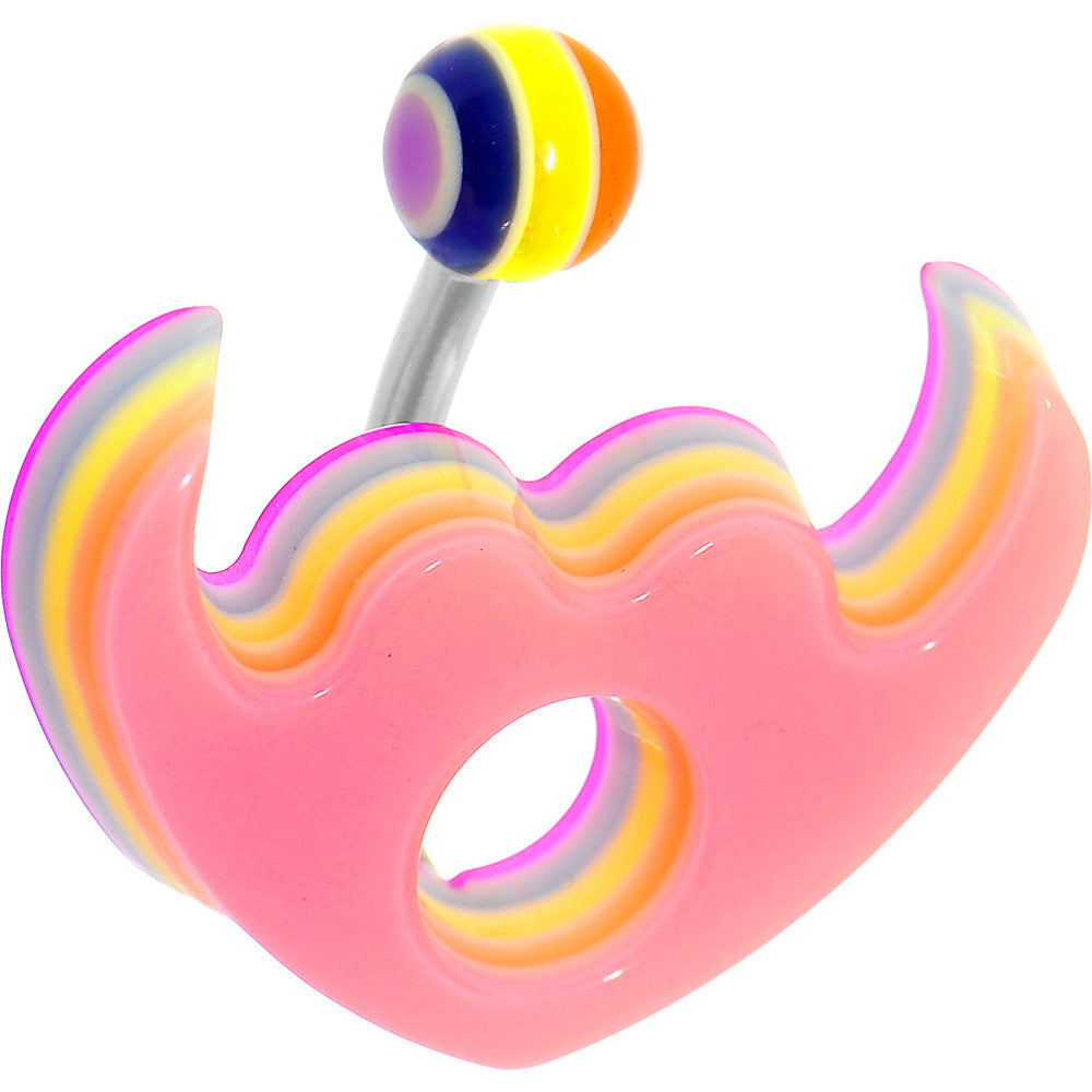 Light Pink Acrylic Multi Layered Tribal Winged Heart Belly Ring