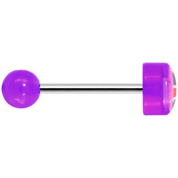 14G 5/8 Purple Acrylic UK British Flag Tongue Ring