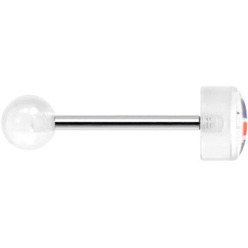 14G 5/8 Clear Acrylic UK British Flag Tongue Ring