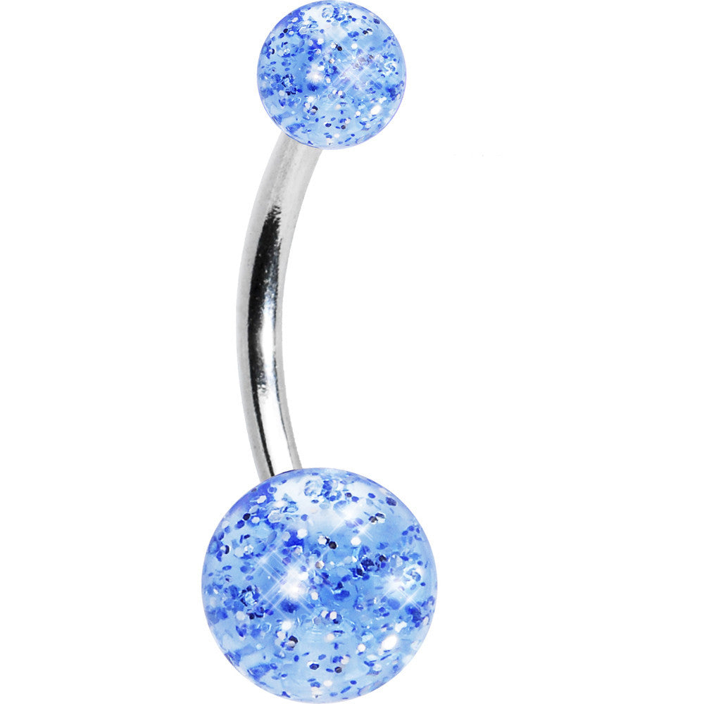 Blue Mist GLITTER Banana Belly Ring