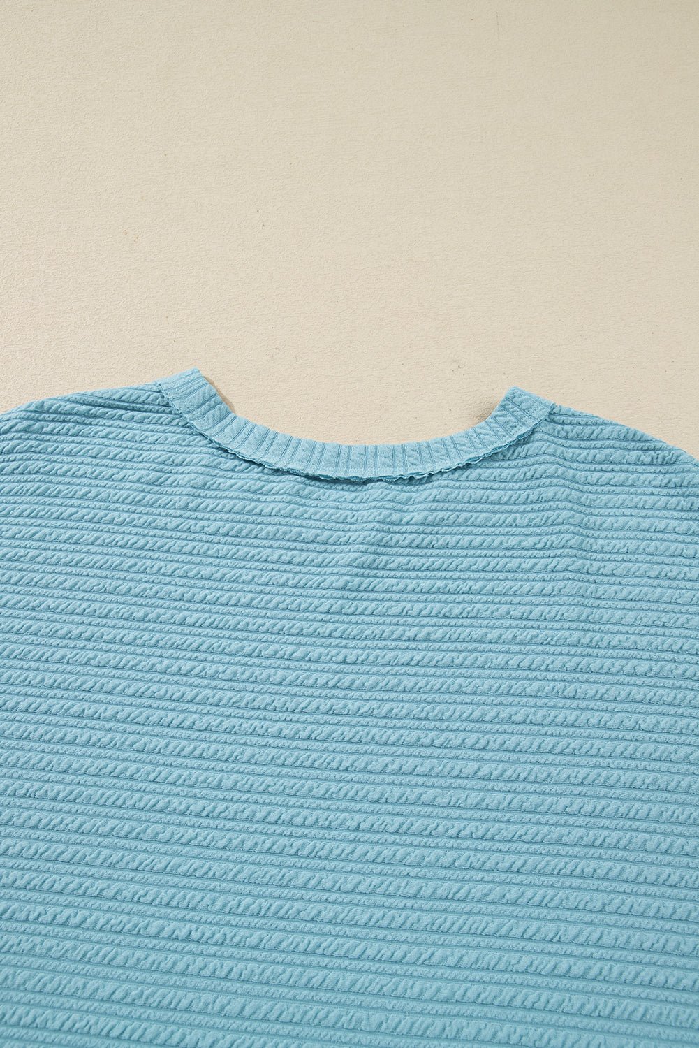 Light Blue Textured Drop Shoulder Plus Size Knit Top - Jaico Online Shop