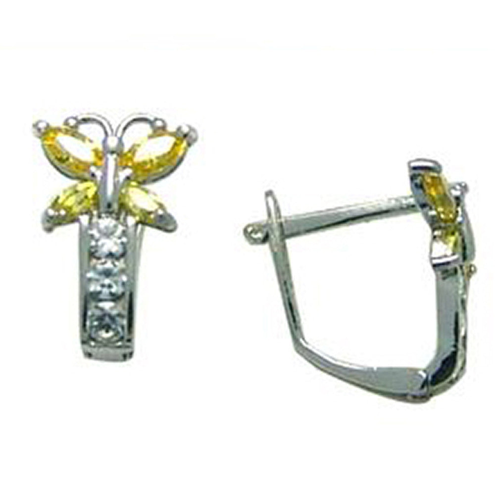 14k White Gold Butterfly November Birthstone Leverback Earrings