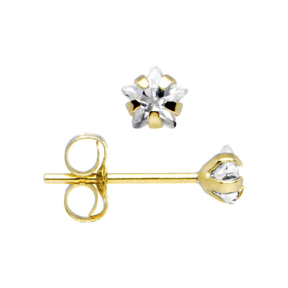 14k Yellow Gold .47ct Cubic Zirconia Star Earrings