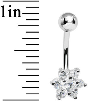 925 Sterling Silver Cubic Zirconia Flower Belly Ring