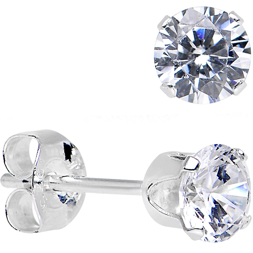 925 Sterling Silver 2mm CZ Round Stud Earrings