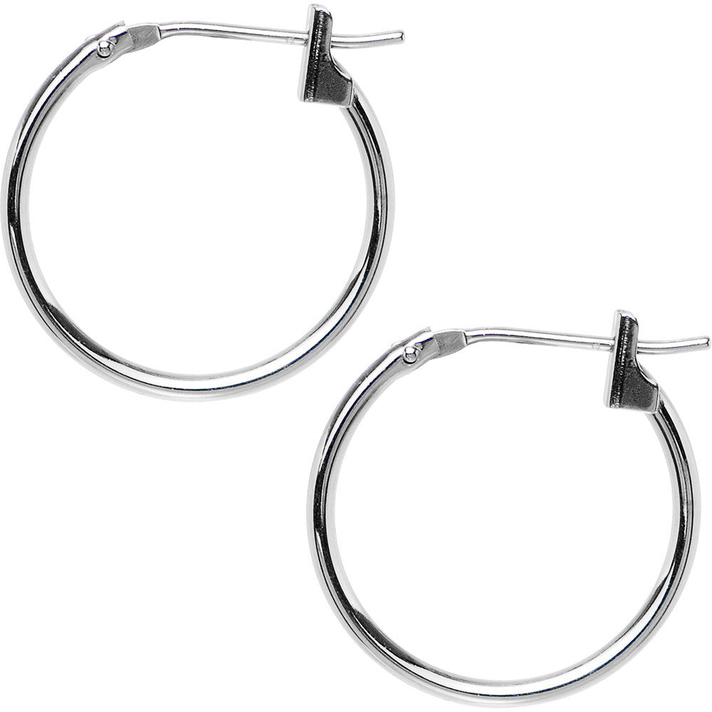 14K White Gold 1.5mm 5/8 Inch Hoop Earrings