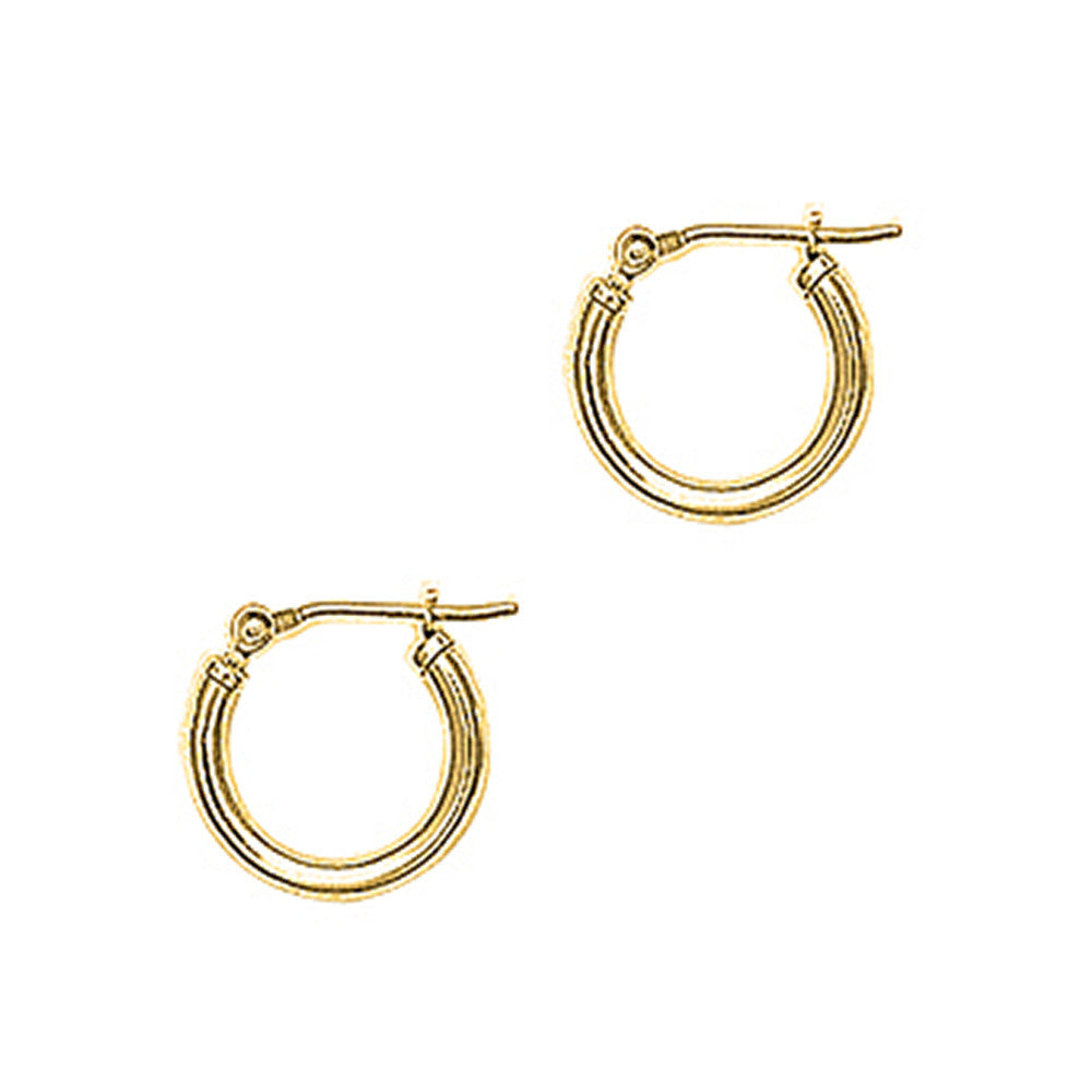 14K Yellow Gold 2mm 9/16 Inch Hoop Earrings