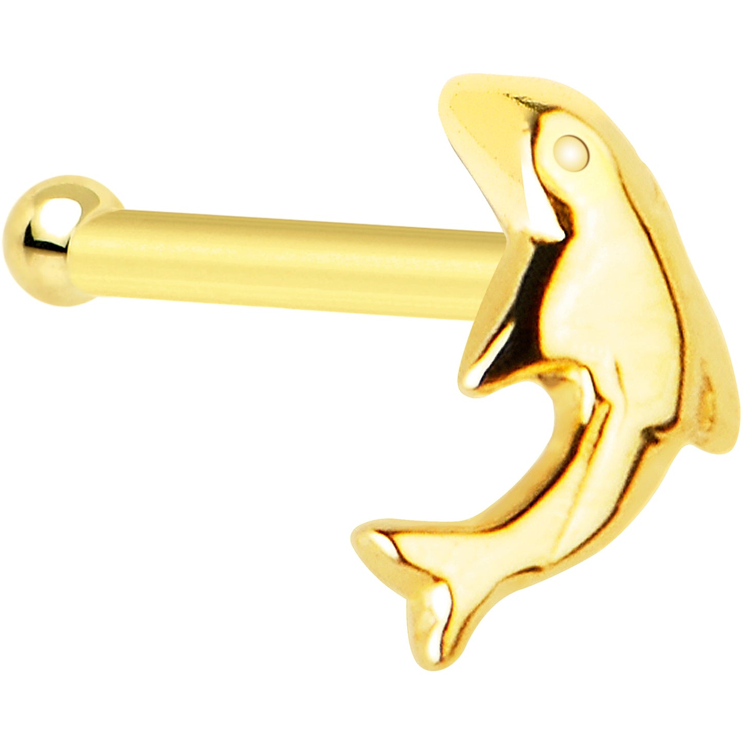 Solid 14K Yellow Gold Dolphin Nose Bone